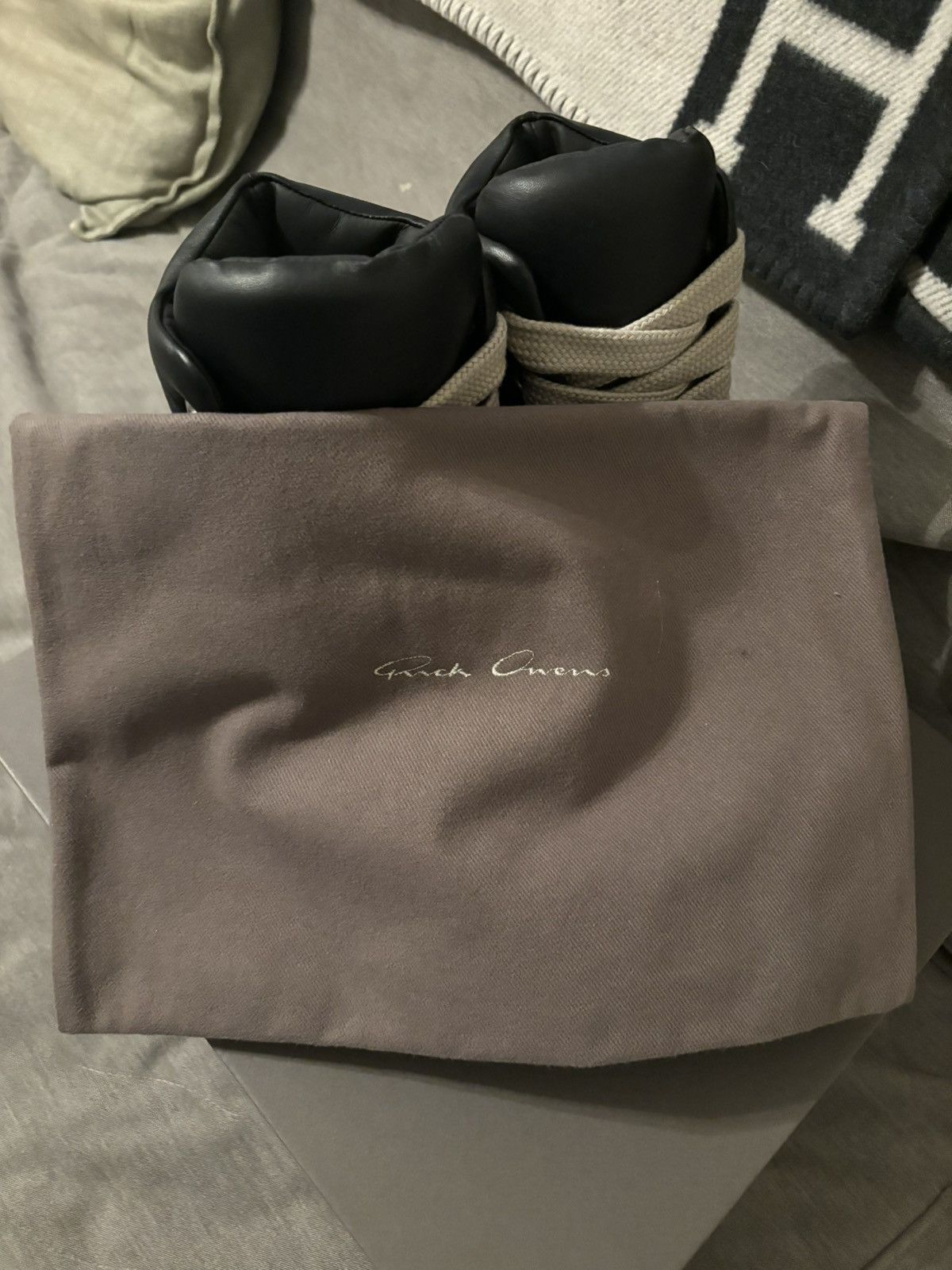Rick Owens Black Padded Big Lace Leather Ramones Size US 9 / EU 42 - 9 Thumbnail
