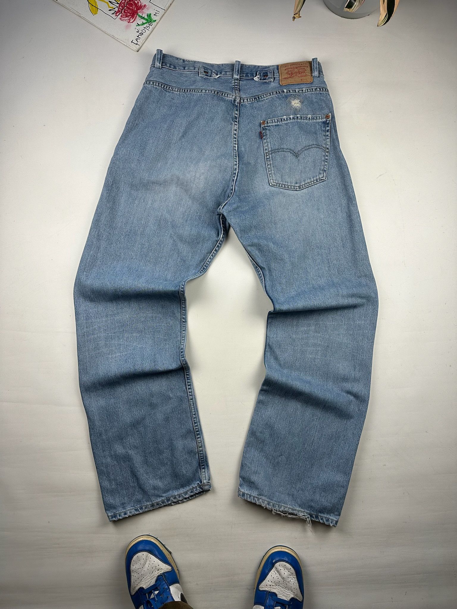 Levi's Vintage Levi’s Blue Faded Washed Buckle Back Straight Jeans Size US 34 / EU 50 - 8 Thumbnail