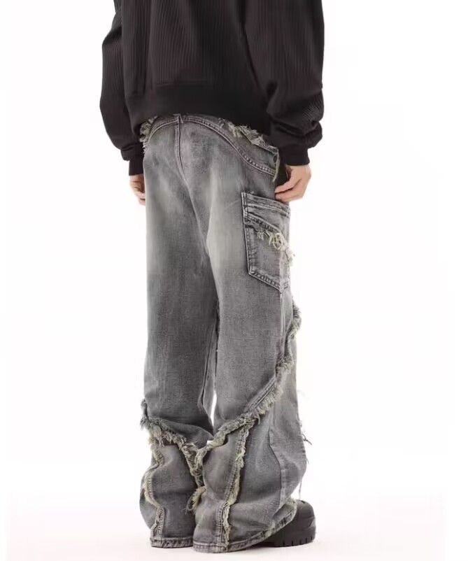 Japanese Brand × Jean Retro ruined whiskering design washed distressed jeans Size US 33 - 3 Thumbnail