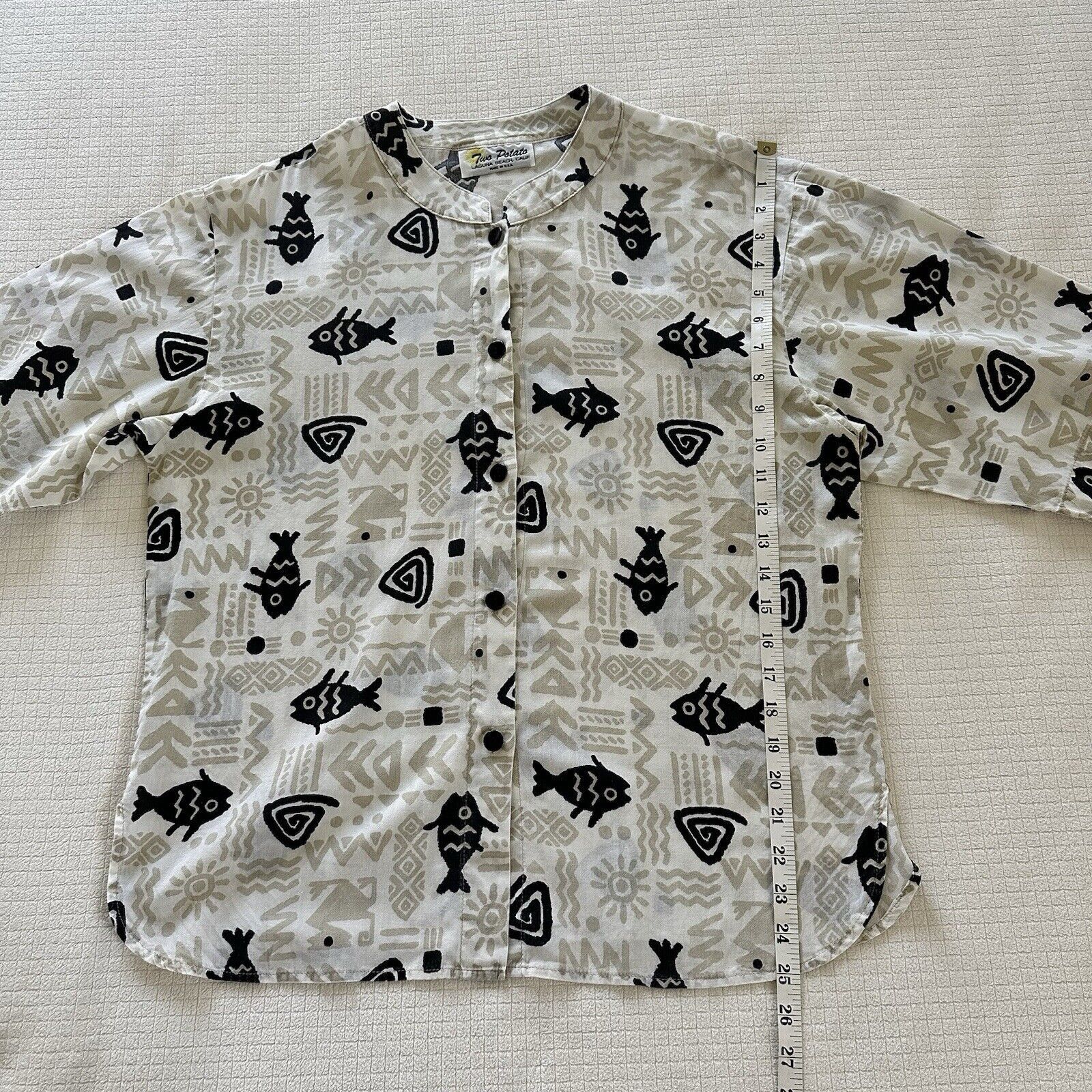 Other Vintage Two Potato Men’s Shirt Band Collar Fish Ethnic L Size US L / EU 52-54 / 3 - 10 Thumbnail