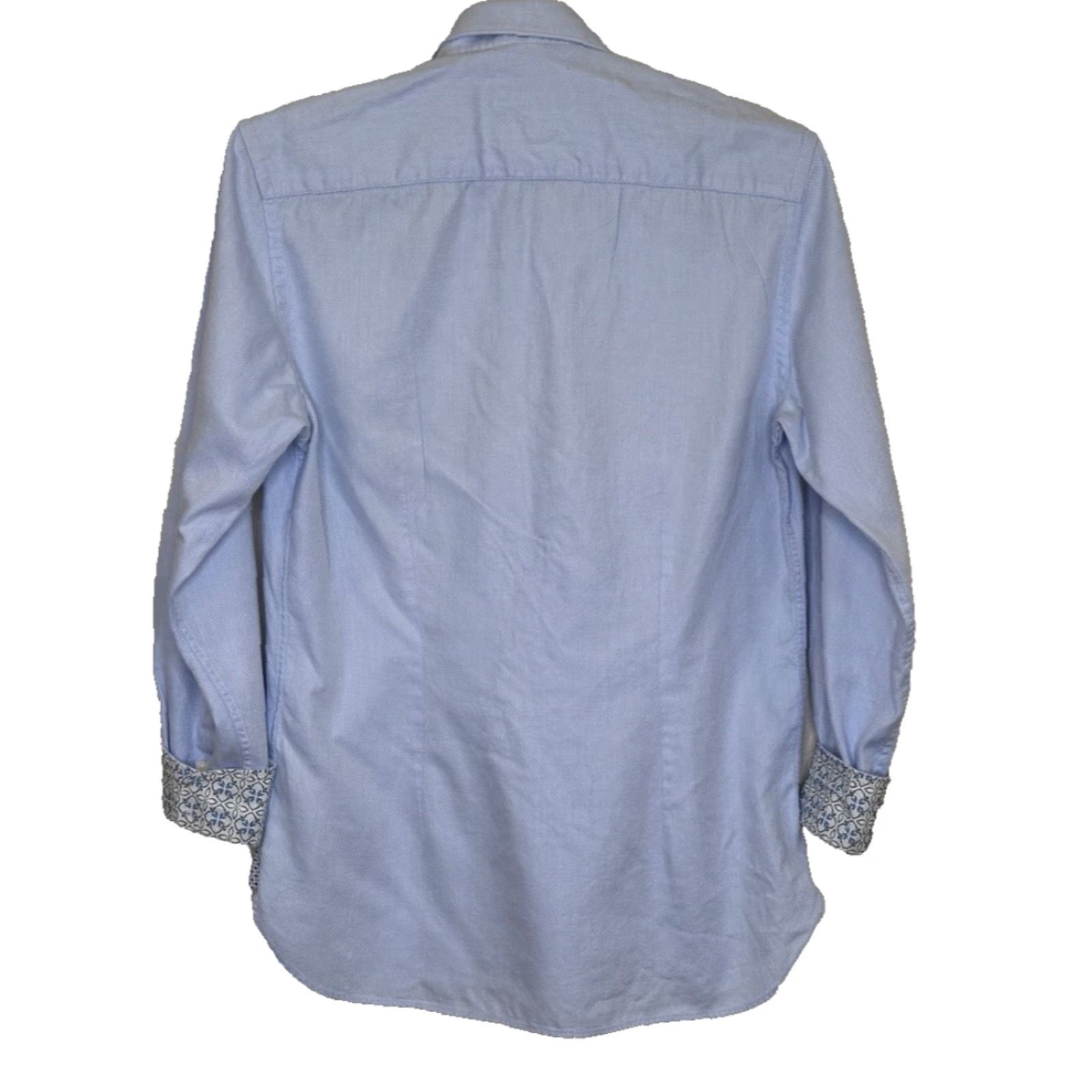 Ted Baker Ted Bake Endurance Button Front Shirt Mens Sz 15 Blue Texture Slim Fit Flip Cuff Size US S / EU 44-46 / 1 - 4 Thumbnail