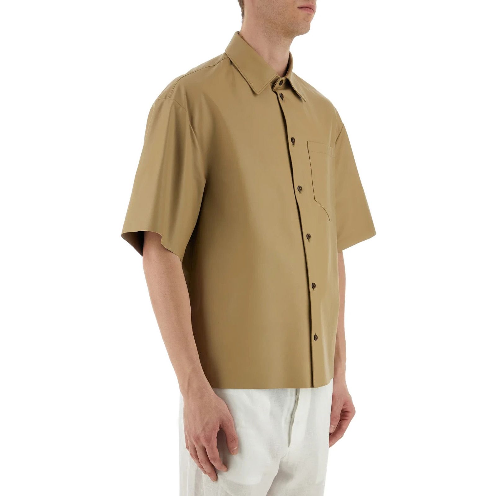 Prada PRADA Beige Leather Shirt New & Authentic (Men's size:50;) Size US M / EU 48-50 / 2 - 3 Thumbnail