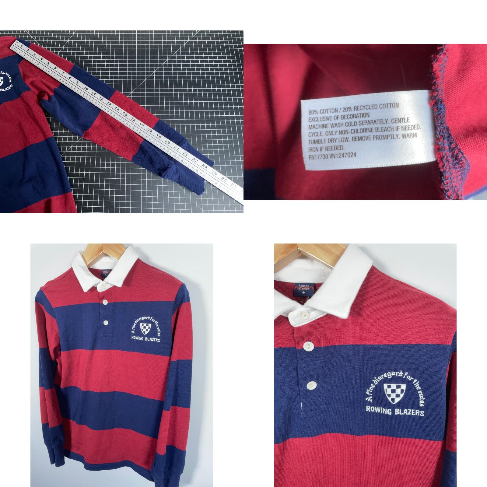 Rowing Blazers Rowing Blazers x Target Rugby Polo Shirt Mens Small Red Blue Stripe Embroidered Size US S / EU 44-46 / 1 - 8 Thumbnail