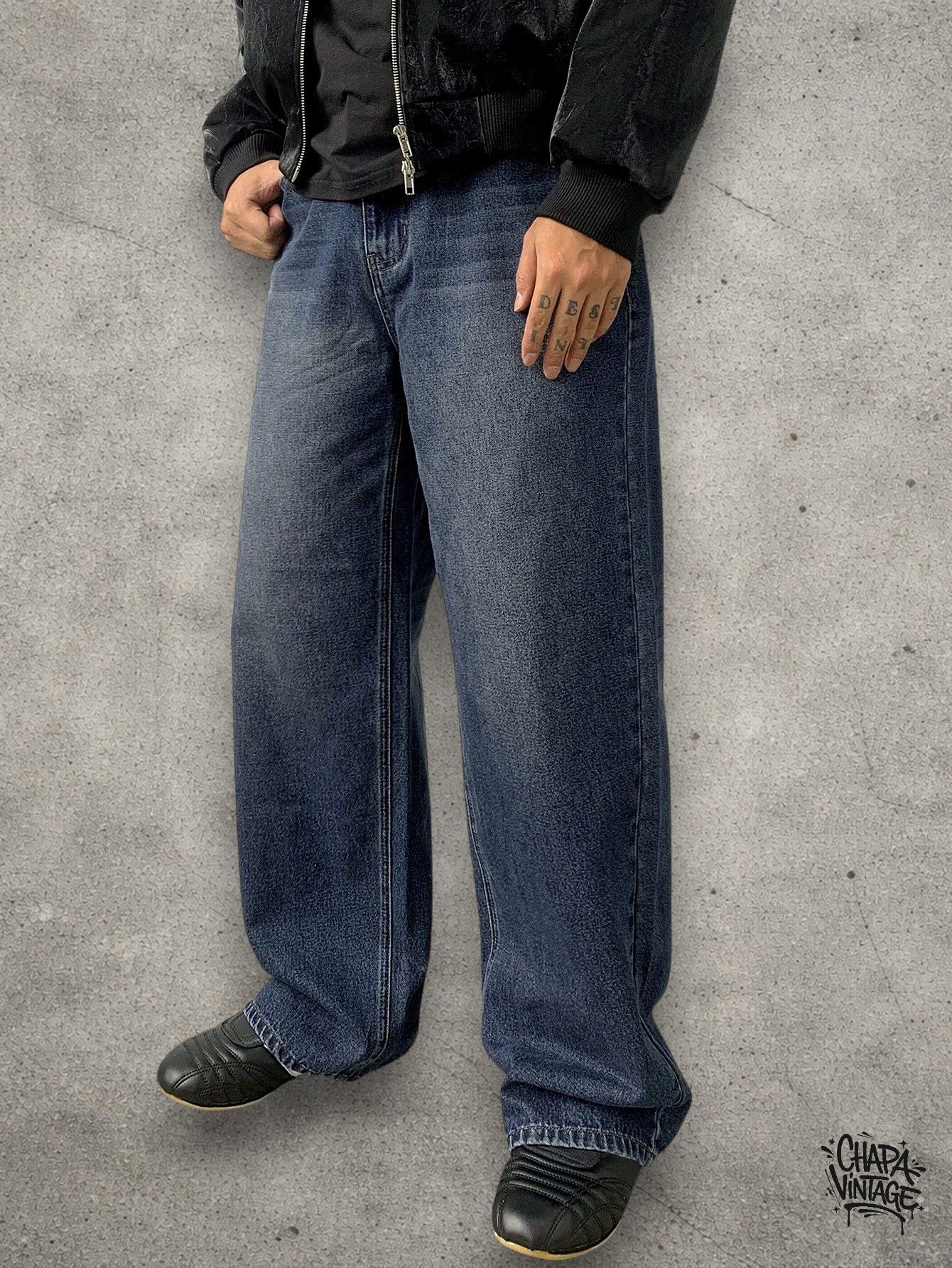 Japanese Brand Loose fit dark blue jeans Size US 32 / EU 48 - 3 Thumbnail