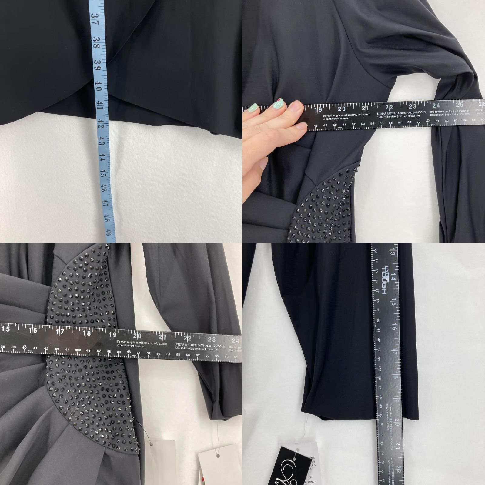 Alex Evenings Alex Evenings Dress Womens 22W Black 3/4 Sleeve Embellished Ruched Cocktail NWT (VINTAGE: No) Size 3XL / US 20-22 - 8 Thumbnail