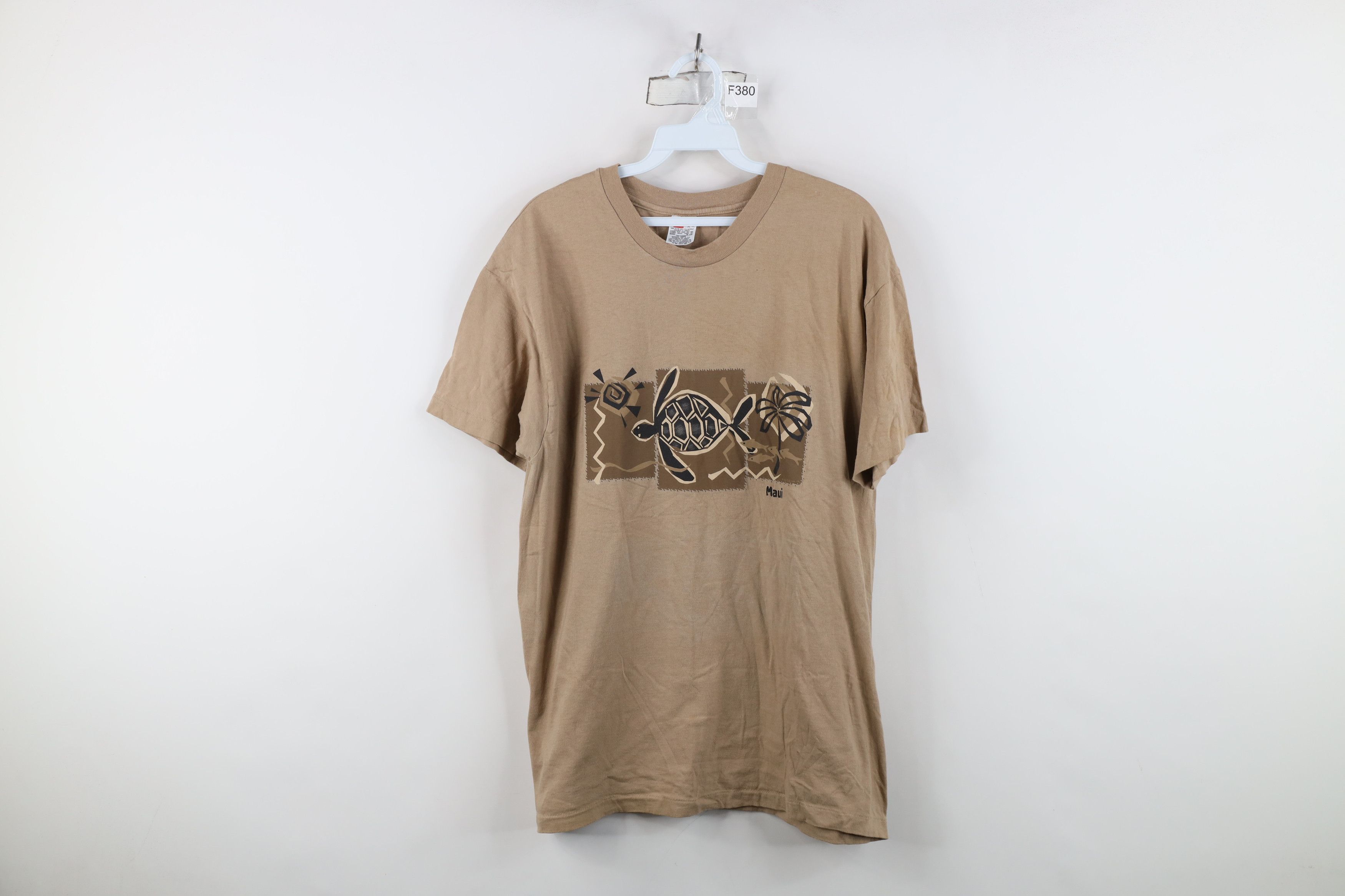 Vintage Vintage 90s Spell Out Art Maui Hawaii Sea Turtle T-Shirt Size US L / EU 52-54 / 3 - 1 Thumbnail