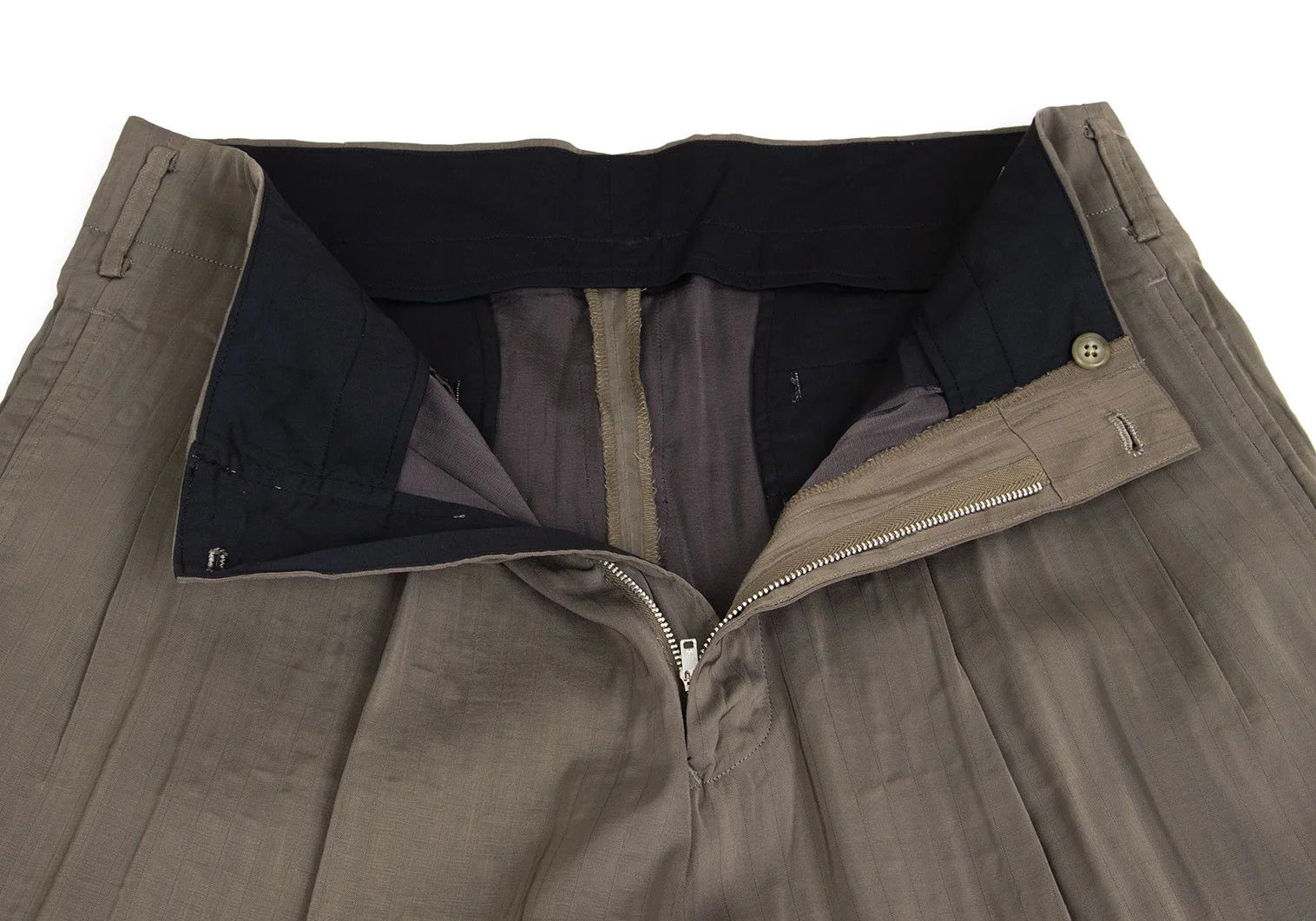 Yohji Yamamoto Yohji Yamamoto Rayon Cupro Stripe Pants Beige M Size US 34 / EU 50 - 5 Thumbnail