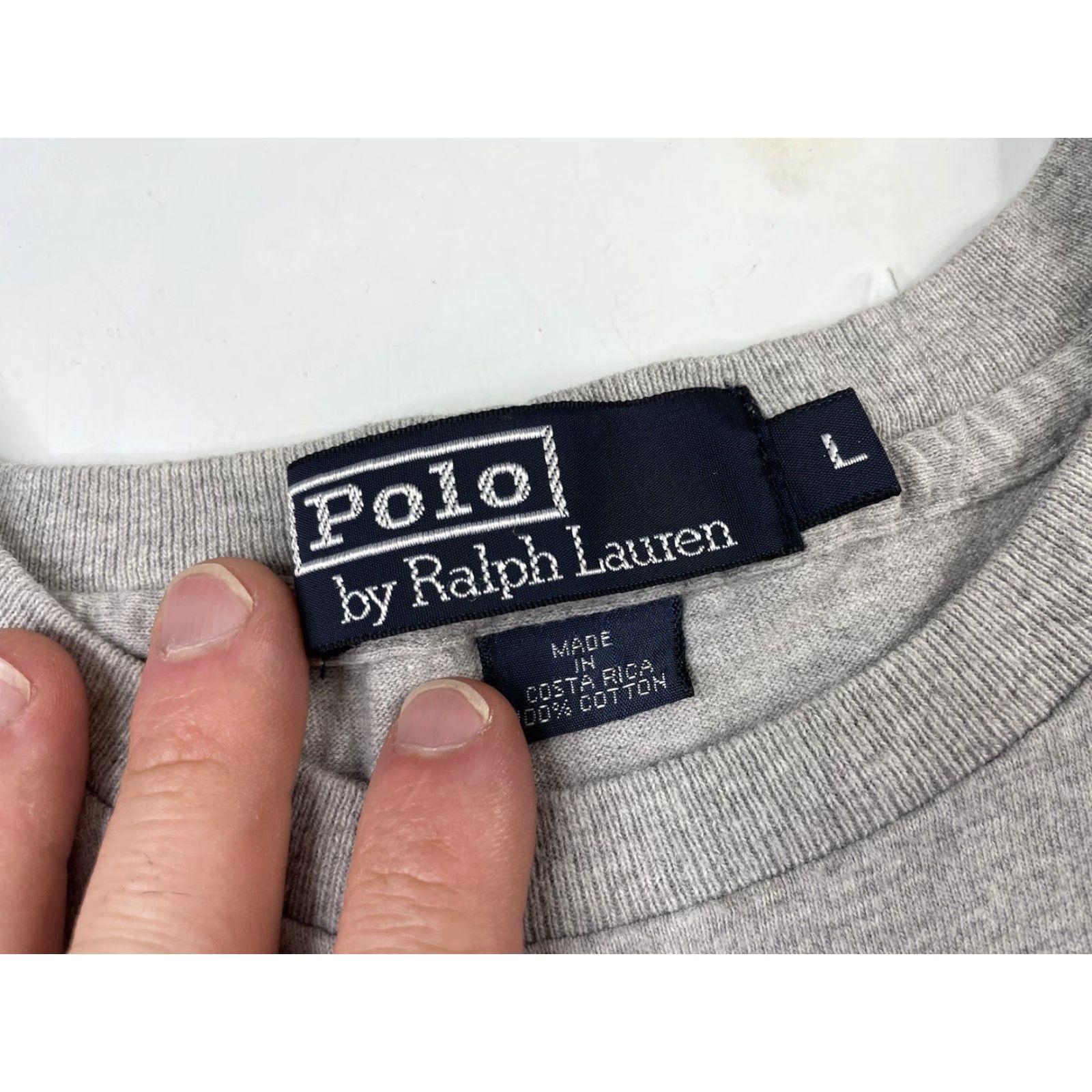 Polo Ralph Lauren VINTAGE Polo Ralph Lauren Long Sleeve T Shirt Mens Large Gray Spell Out Shirt Regular Crew Neck USA 90s Size US L / EU 52-54 / 3 - 4 Thumbnail