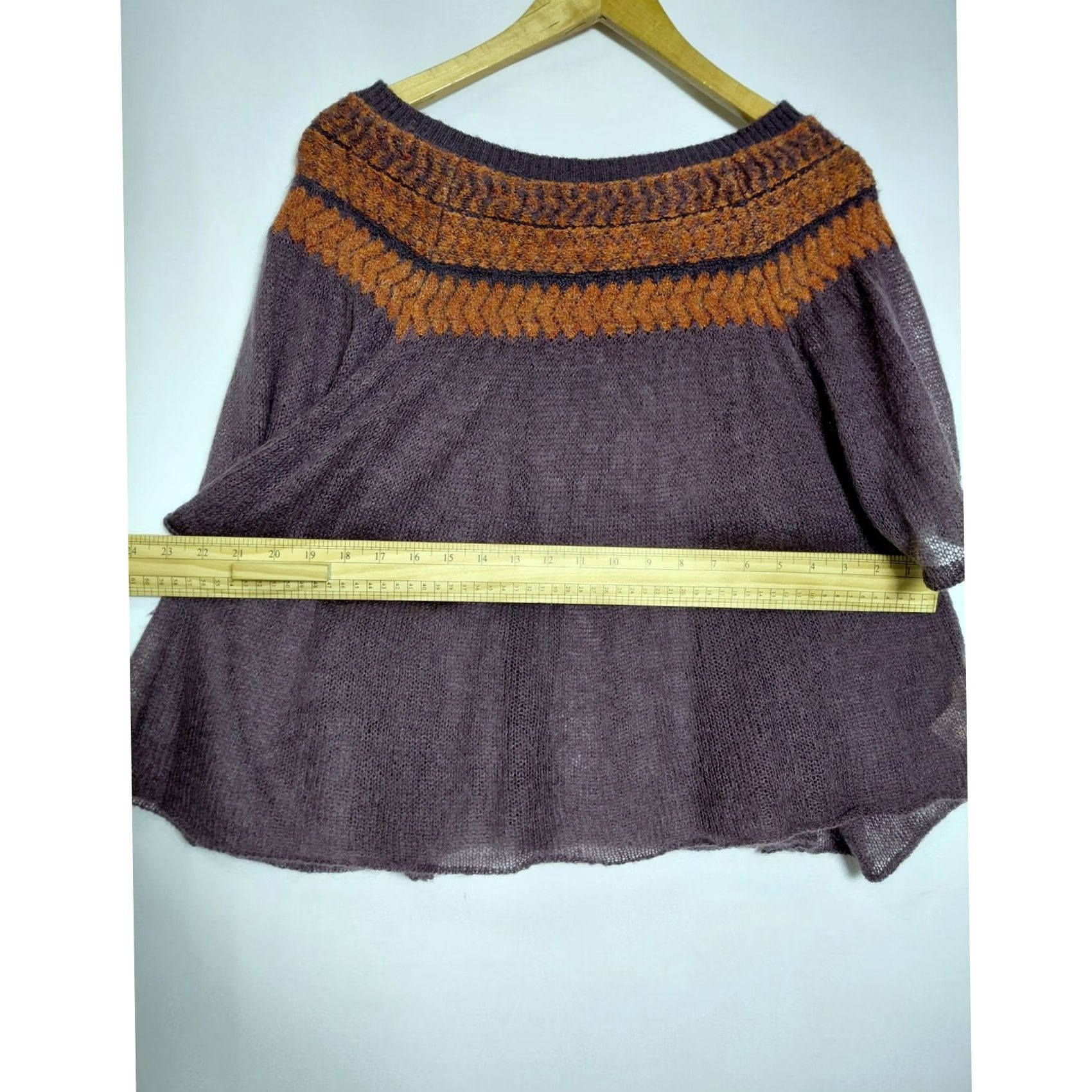 Free People Free People Off-Shoulder Knit Top Purple Orange Short Sleeve Women XS Size XS / US 0-2 / IT 36-38 - 7 Thumbnail
