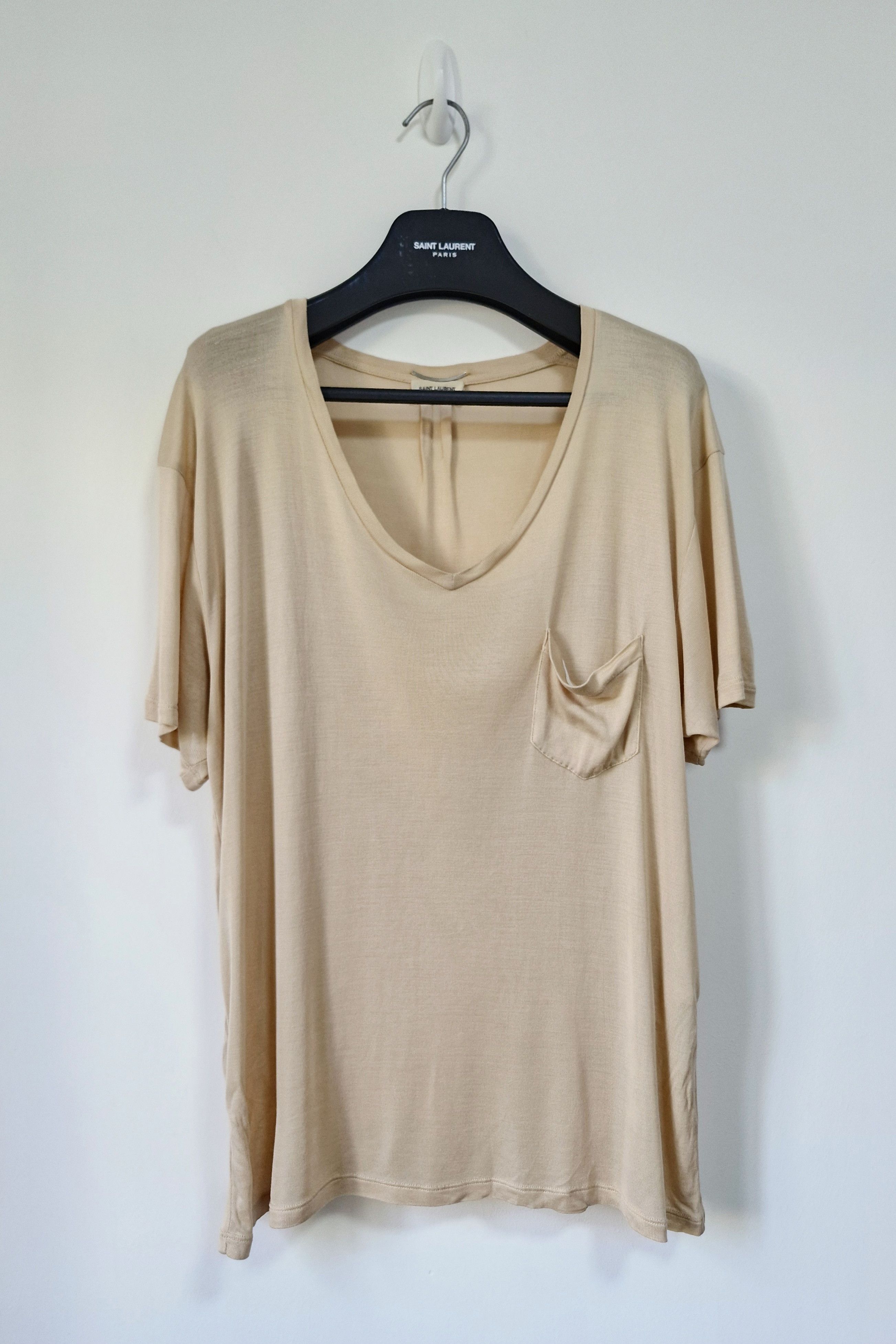 Saint Laurent Paris SS14 Beige Silk T-shirt Size US XL / EU 56 / 4 - 1 Thumbnail