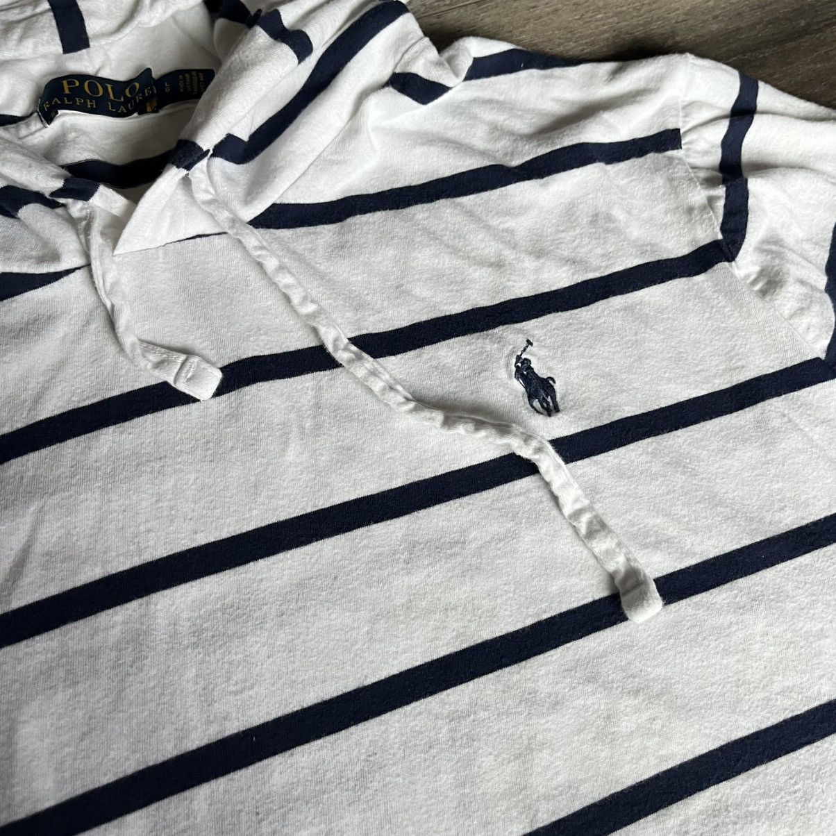 Polo Ralph Lauren Vintage Polo Ralph Lauren Striped Small Basic Logo Hoodie Size US L / EU 52-54 / 3 - 5 Thumbnail