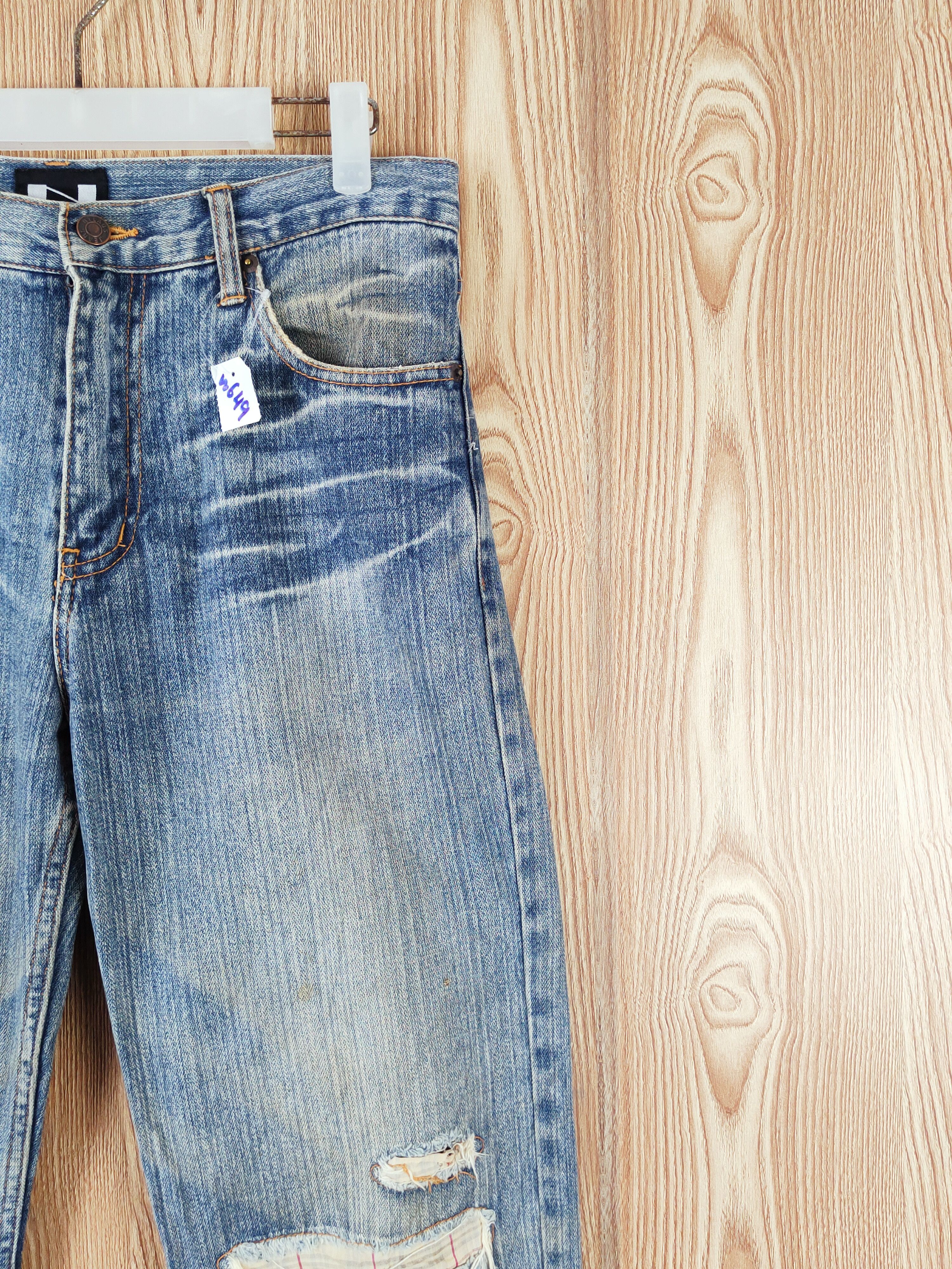 Japanese Brand Nylaus Crew Blue Distressed Ripped Jeans #W649 Size US 32 / EU 48 - 5 Thumbnail