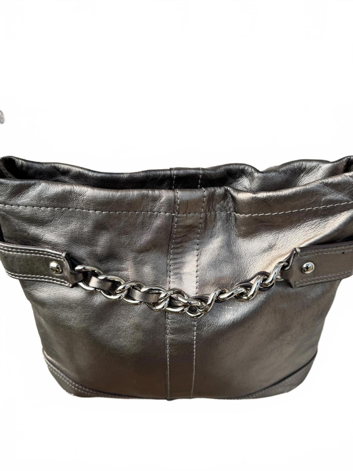 Coach Women's Metallic Silver Crossbody Coach Bag w/ Chain Detail Size ONE SIZE - 5 Thumbnail