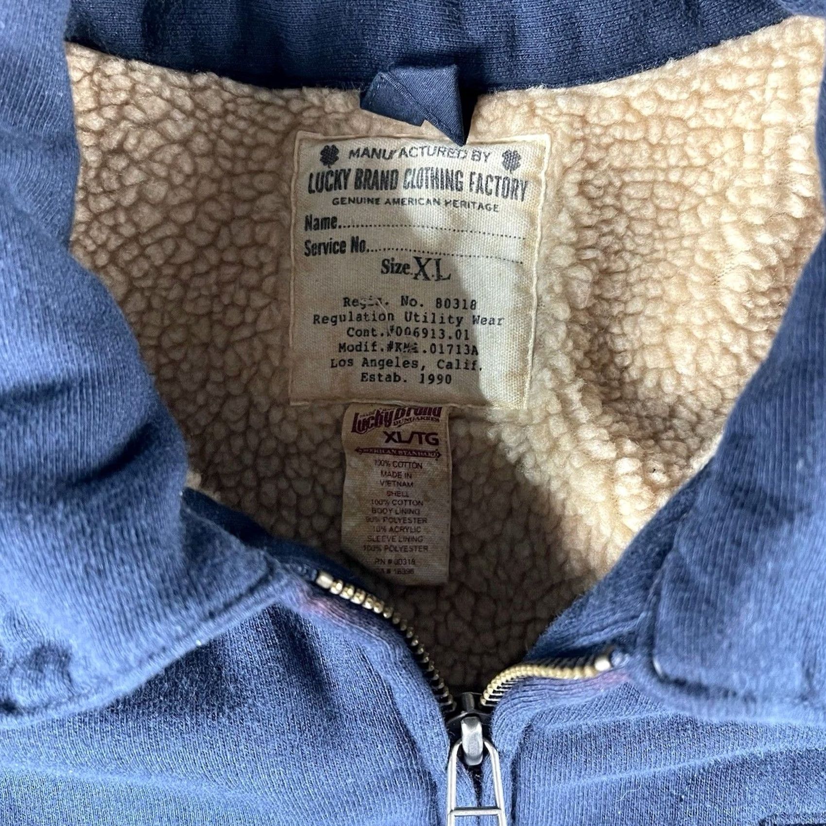 Lucky Brand Lucky Brand Coat Shirt - Mens XL Blue Sherpa Lined Military Army Casual Workwear Jacket Size US XL / EU 56 / 4 - 2 Thumbnail