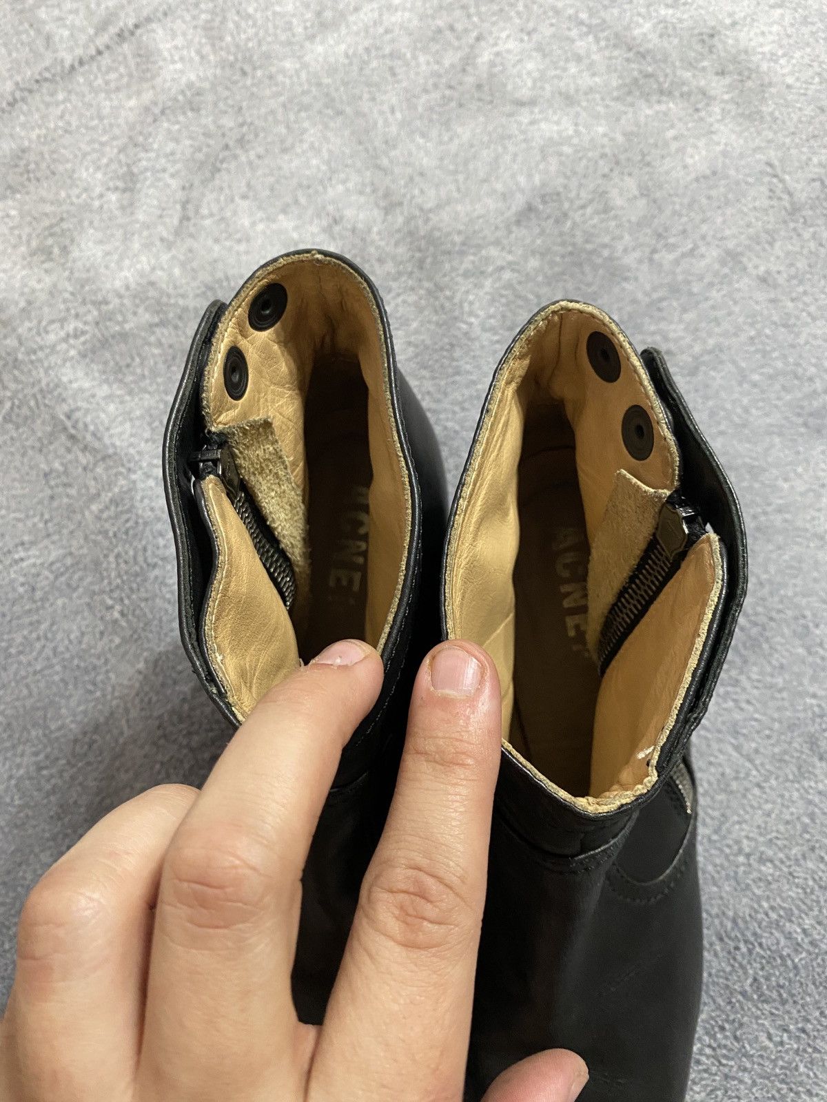 Acne Studios Vintage Black Leather Platform Ankle Boots Y2k
