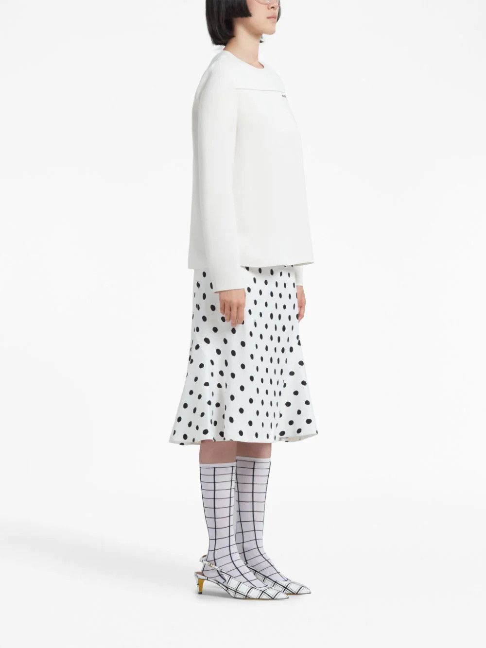 Marni o1w1db10824 Long Sleeve T-Shirt in White Size M / US 6-8 / IT 42-44 - 4 Thumbnail