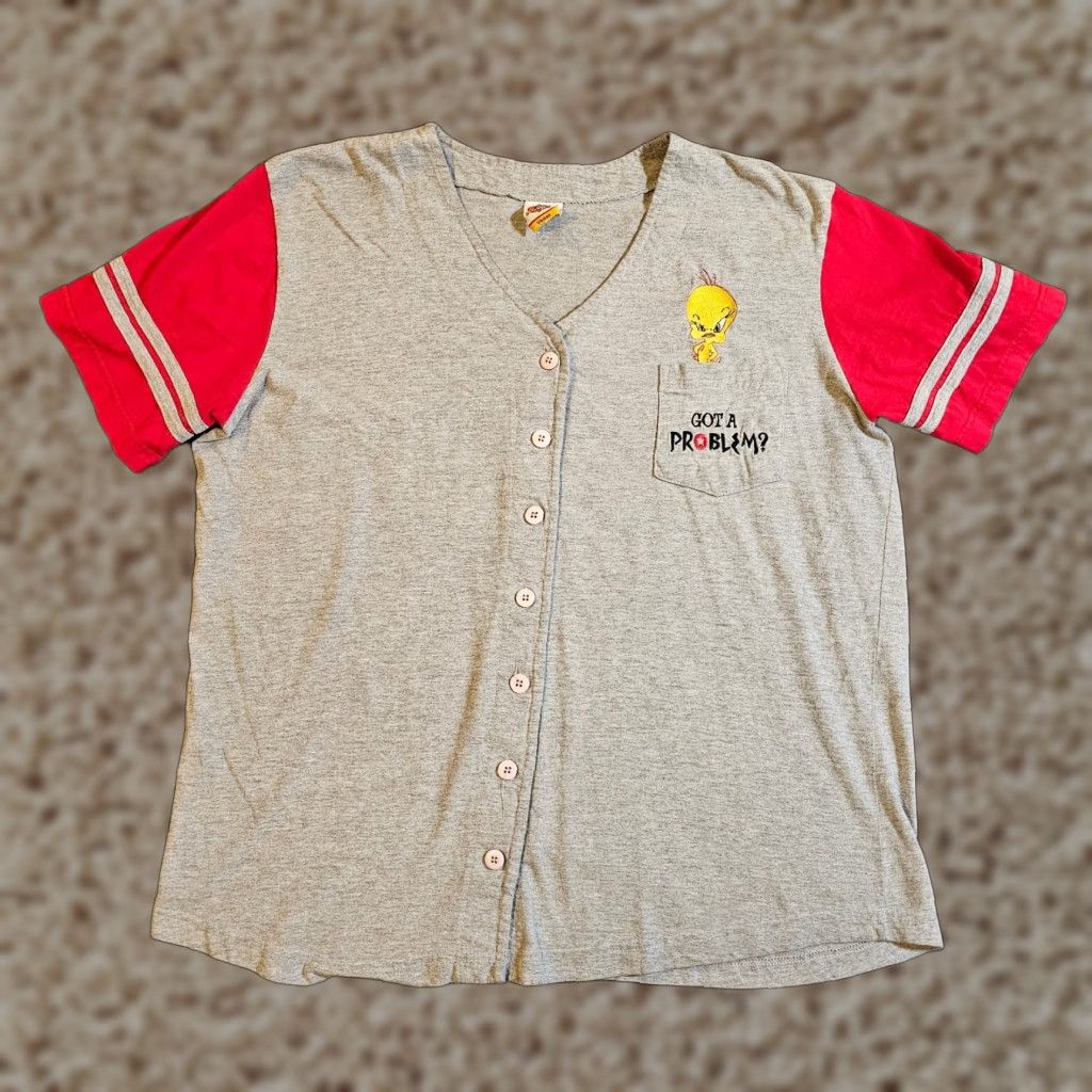 Vintage VINTAGE Looney Tunes Shirt Womens XL Gray Tweety Bird Button Up Raglan 2000 Size XL / US 12-14 / IT 48-50 - 1 Thumbnail