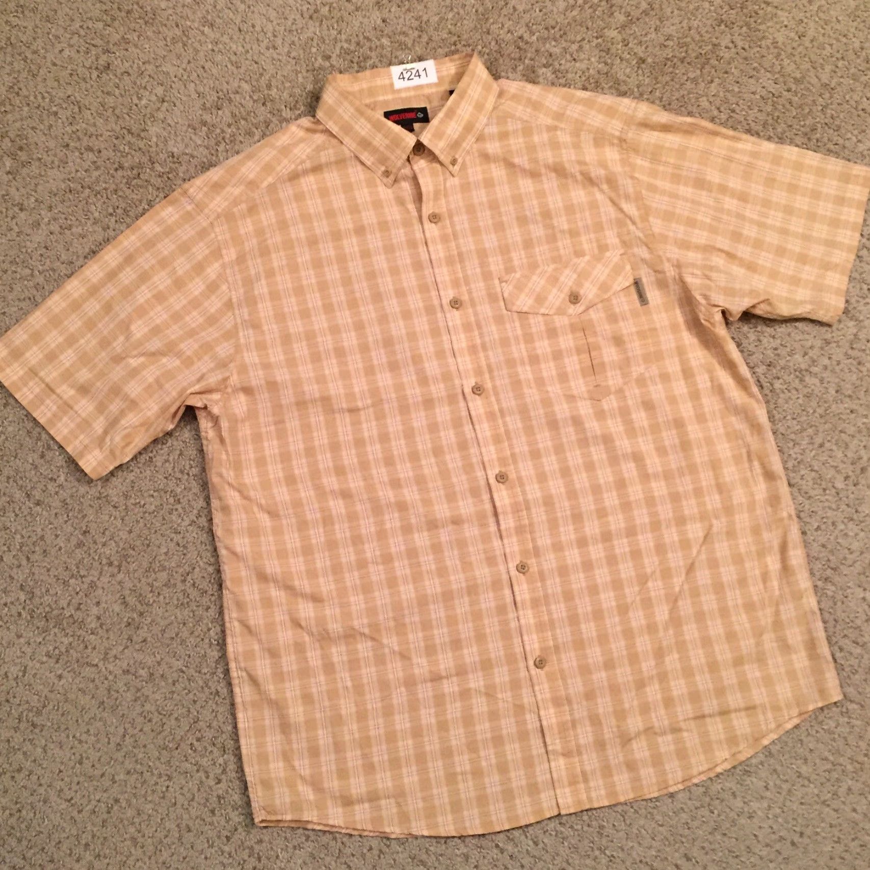 Vintage Wolverine Shirt Mens XL Beige Plaid Short Sleeve Button Up Size US XL / EU 56 / 4 - 5 Thumbnail