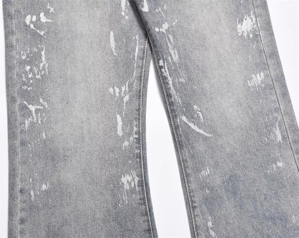 Japanese Brand × Jean Men's American ink-splashed flared wide-leg jeans Size US 32 / EU 48 - 5 Thumbnail