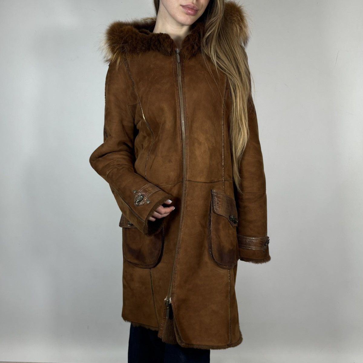 Vintage Vintage 00s Stella Rossa Leather Fur Sheepskin Coat Jacket Size M / US 6-8 / IT 42-44 - 1 Thumbnail