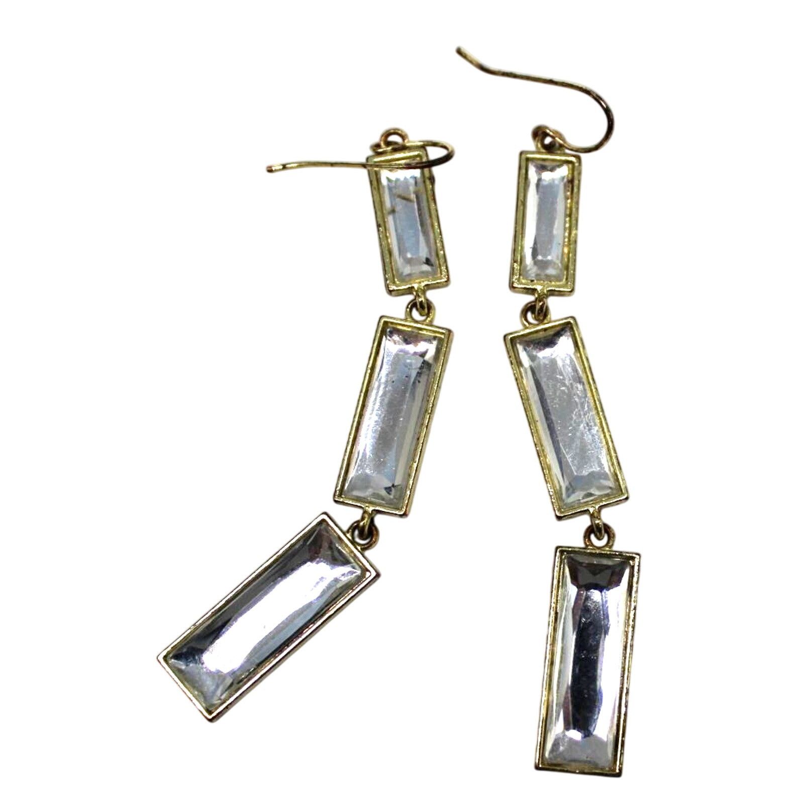 Other Dazzling 3-1/2" Long Moveable Mirror Earrings • Goldtone Size ONE SIZE - 1 Thumbnail
