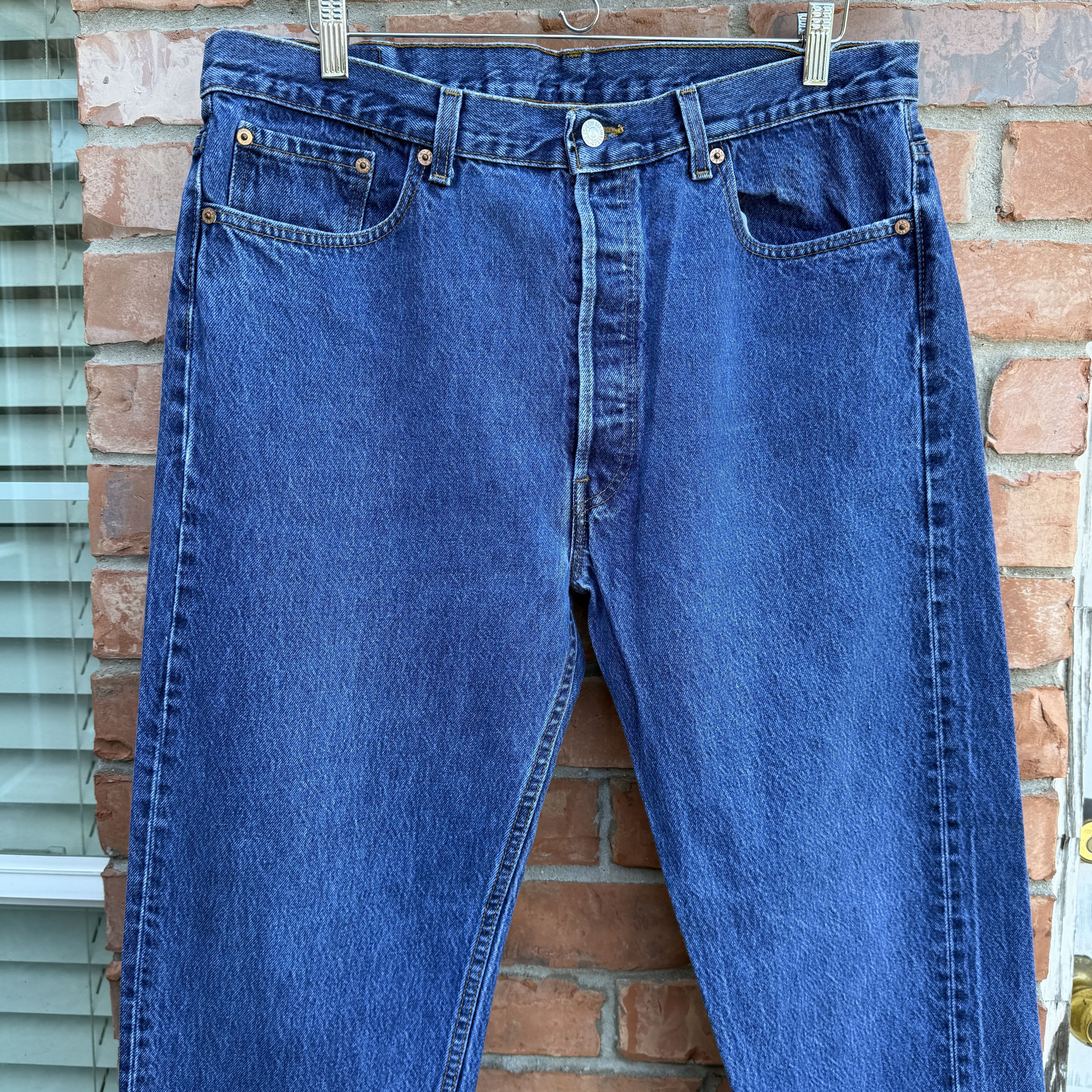 Levi's Vintage 90s Levis 501 Blue Button fly Denim Jeans Size US 36 / EU 52 - 2 Thumbnail