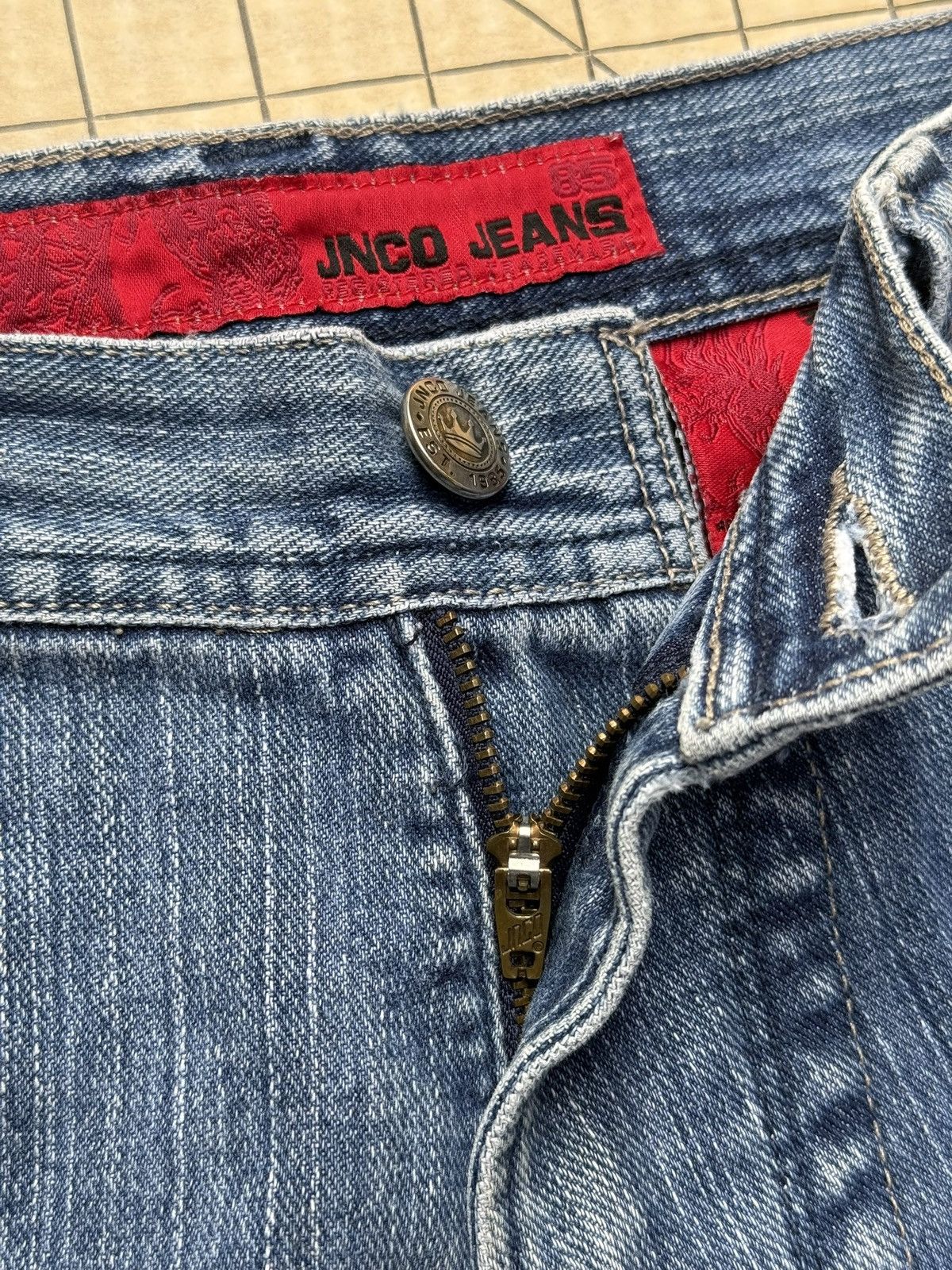 JNCO × Vintage Vintage Y2K JNCO Flaming Skull Baggy Jeans Size US 34 / EU 50 - 4 Thumbnail