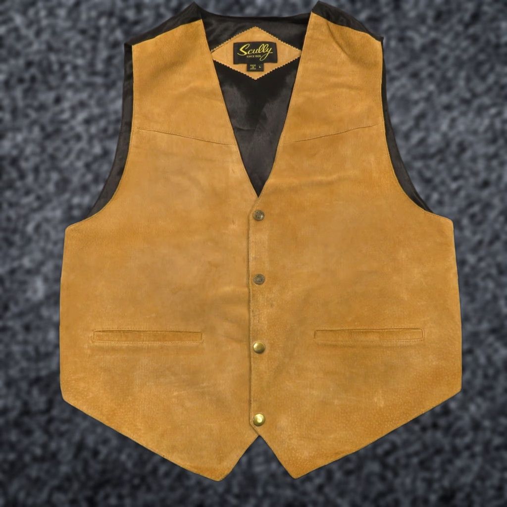 Scully Scully Leather Vest Mens Large Brown Suede Western Waistcoat Outlaw Buckleback Vintage Size US L / EU 52-54 / 3 - 1 Thumbnail