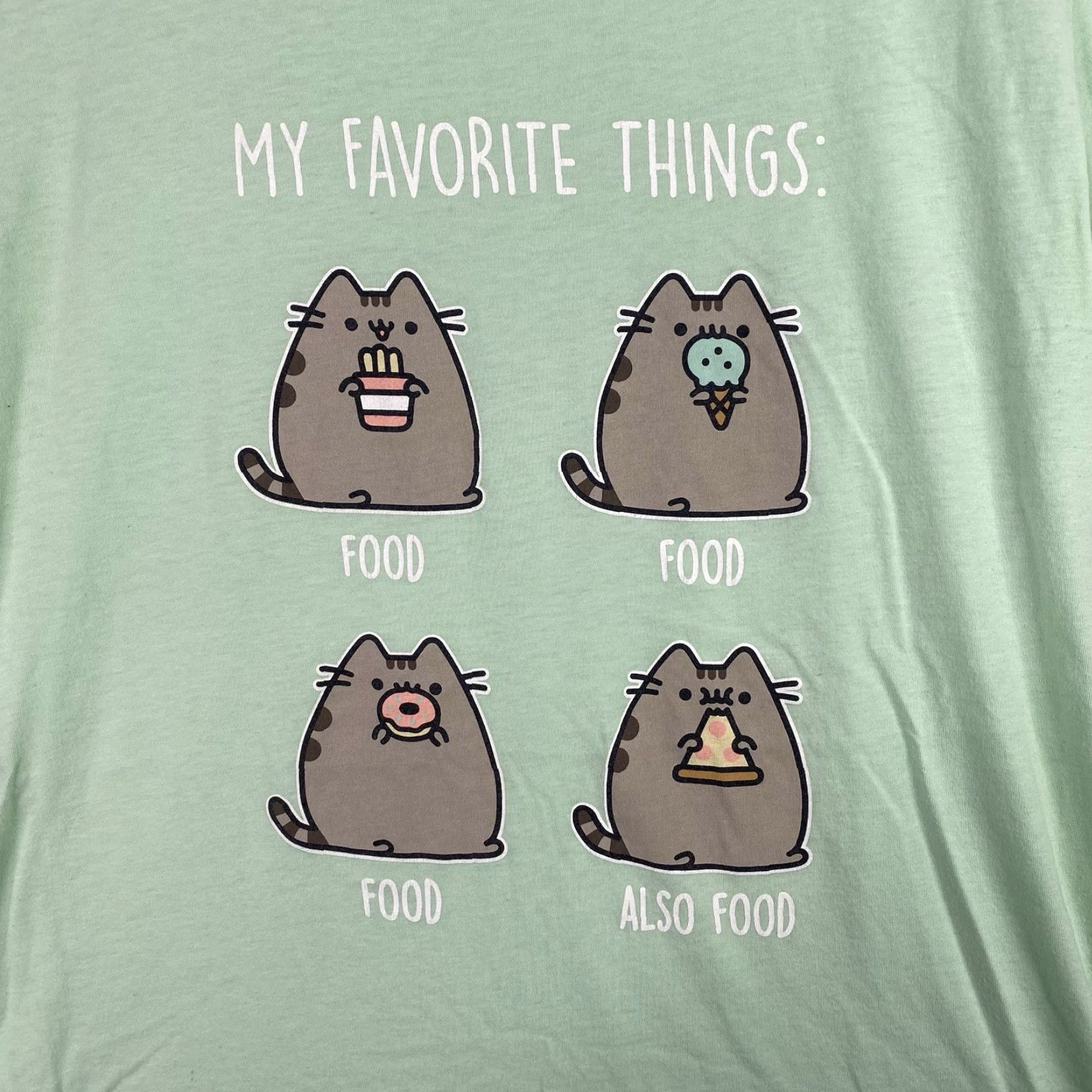 Vintage Pusheen Womens Tee Shirt 2XL Green Graphic Lightweight Short Sleeve Crew Neck T-Shirt Cat Logo Casual Size XXL / US 16-18 / IT 52-54 - 2 Thumbnail