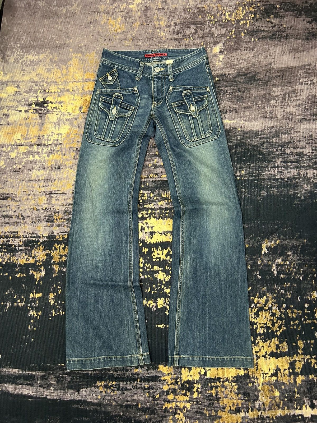 If Six Was Nine Vintage Edge Rupert Multi Pocket Flare Jeans Size US 29 - 1 Thumbnail