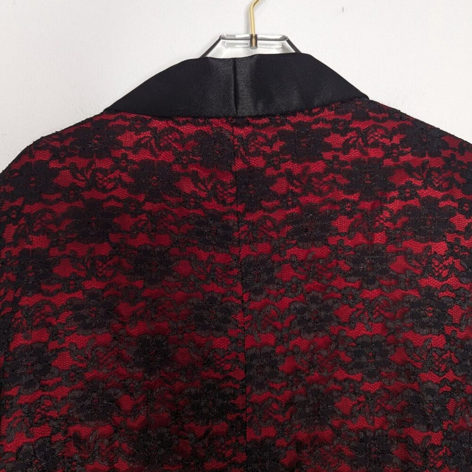 Vintage Vintage 90's JR Nites Red Black Lace Blazer Satin Trim Goth Size 3XL / US 20-22 - 8 Thumbnail