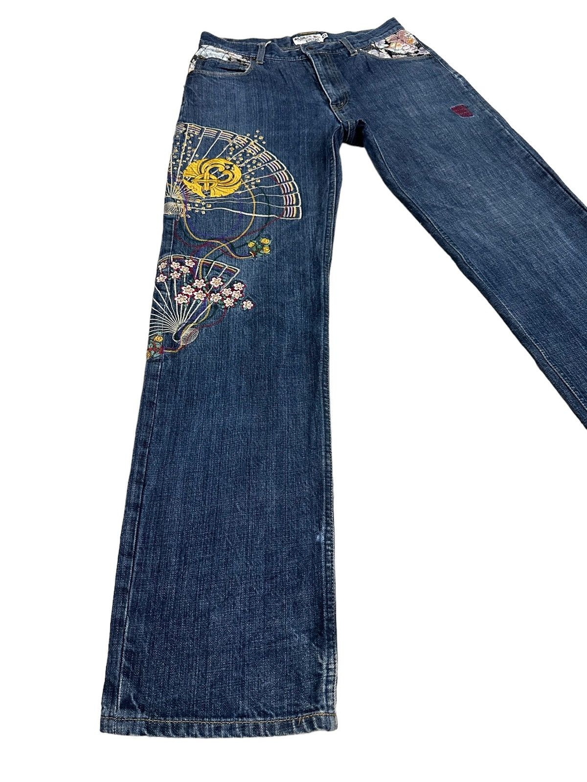 Japanese Brand KARAKURI EMBROIDERY DENIM JEANS Size US 30 / EU 46 - 3 Thumbnail
