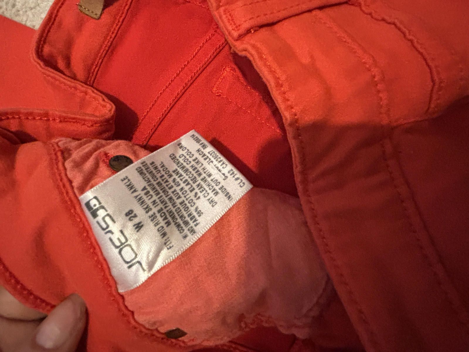 Designer Joe's Jeans Bright Red Denim Skinny Jeans size 27 Size 27" / US 4 / IT 40 - 9 Thumbnail