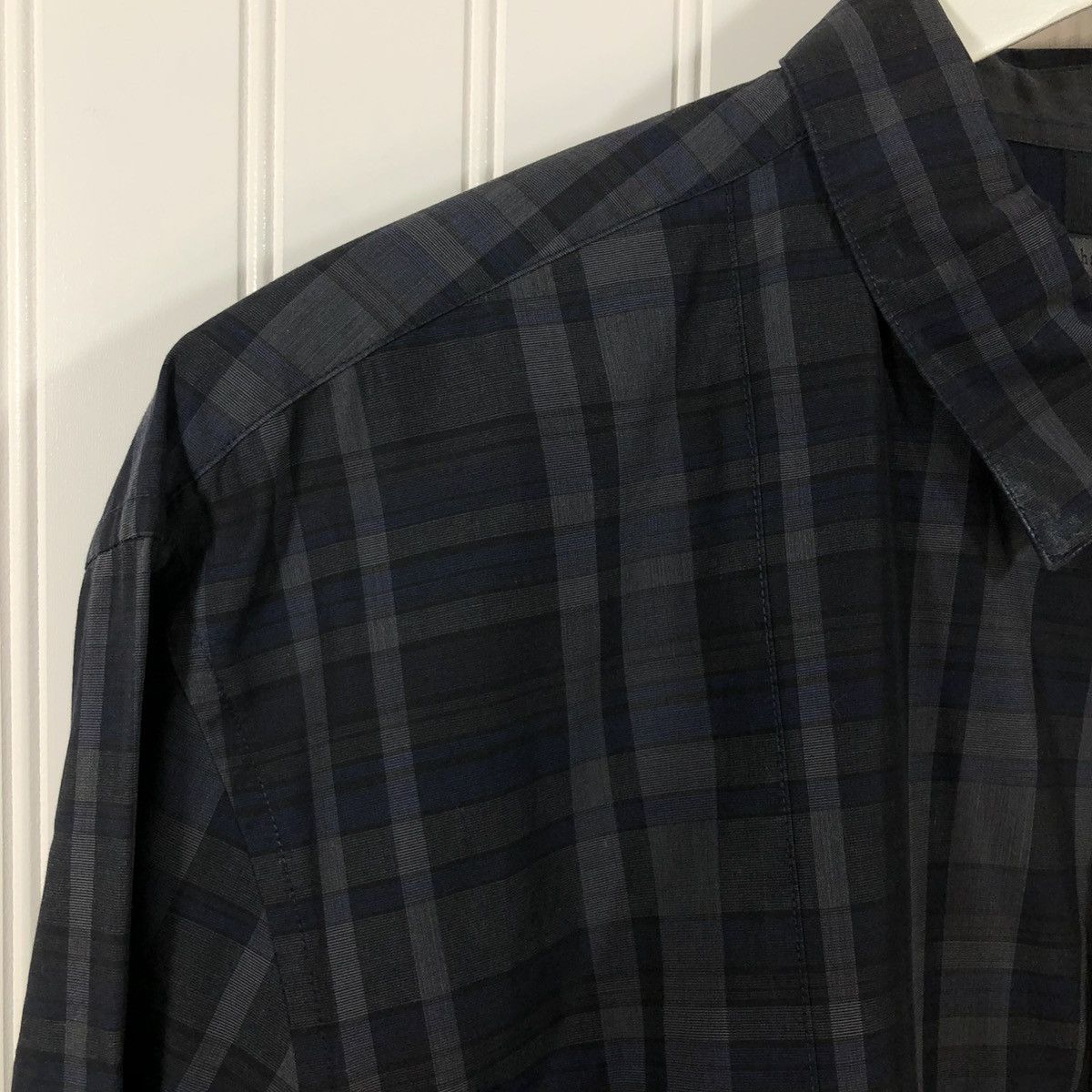 John Varvatos John Varvatos Plaid Slim Dress Shirt Grey XXL Size US XXL / EU 58 / 5 - 11 Thumbnail