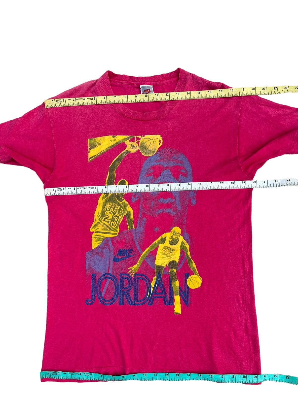 Nike Vintage 90s Nike Grey Tag Jordan Distress Sun Fade Pink tee Size US M / EU 48-50 / 2 - 2 Thumbnail