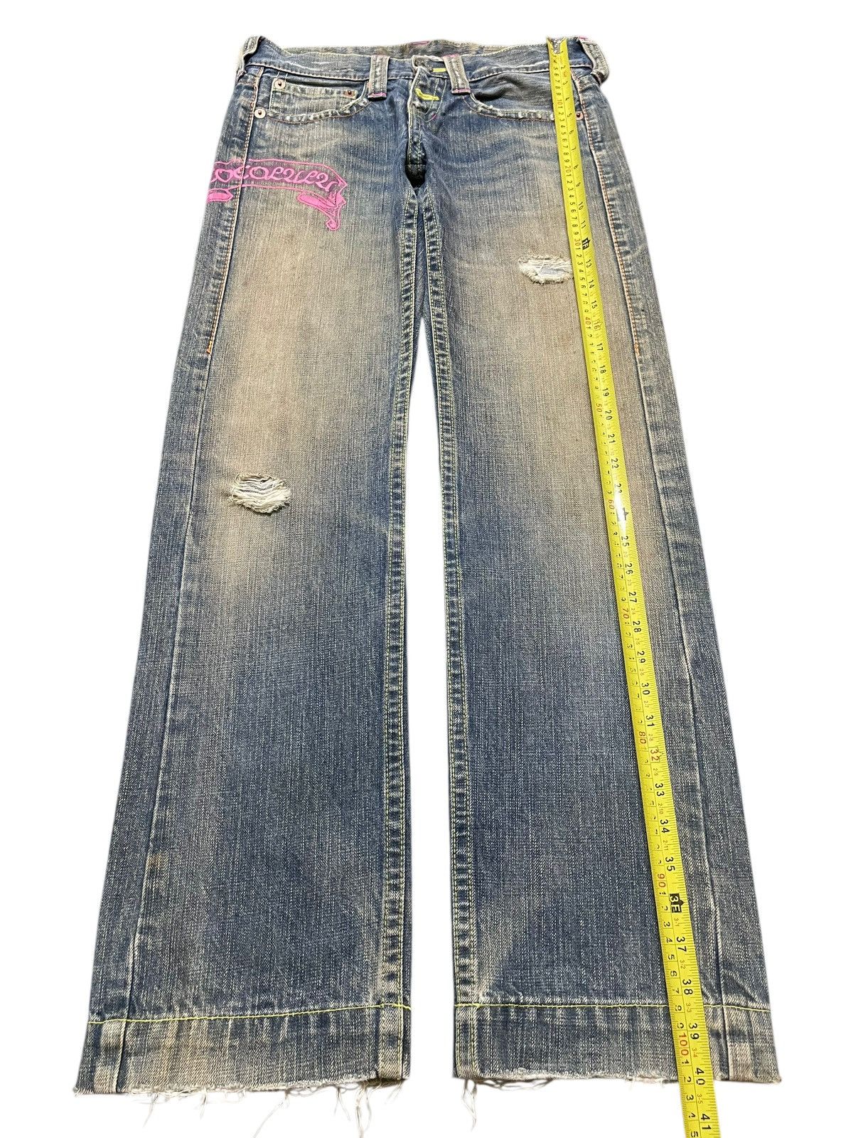 Hysteric Glamour Vintage Japanese Brand Mud Style Wash Distress Loose Jeans Size US 30 / EU 46 - 12 Thumbnail