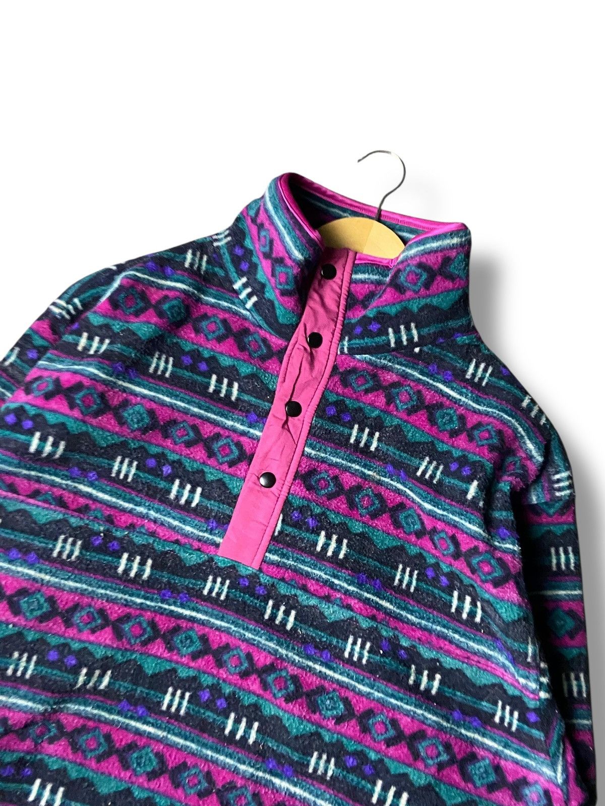 Japanese Brand FREAKS Brand Abstract Half Button Fleece Pullover (162) Size US M / EU 48-50 / 2 - 2 Thumbnail