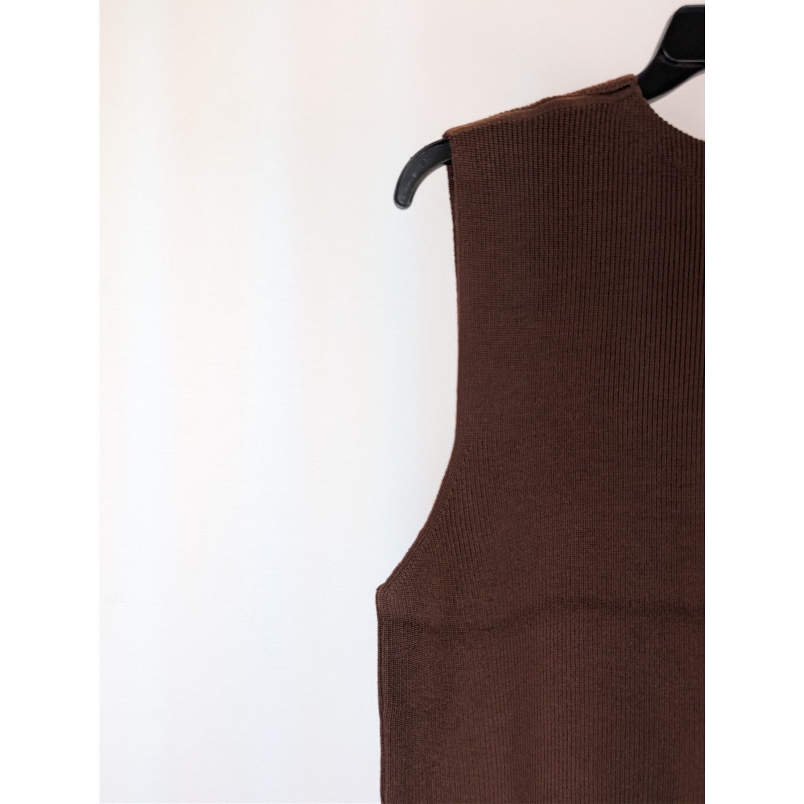 Studio Nicholson o1rshd1 Chesnut Knitwear 12GG Rib Zipped Vest Gilet in Brown Size US M / EU 48-50 / 2 - 14 Thumbnail