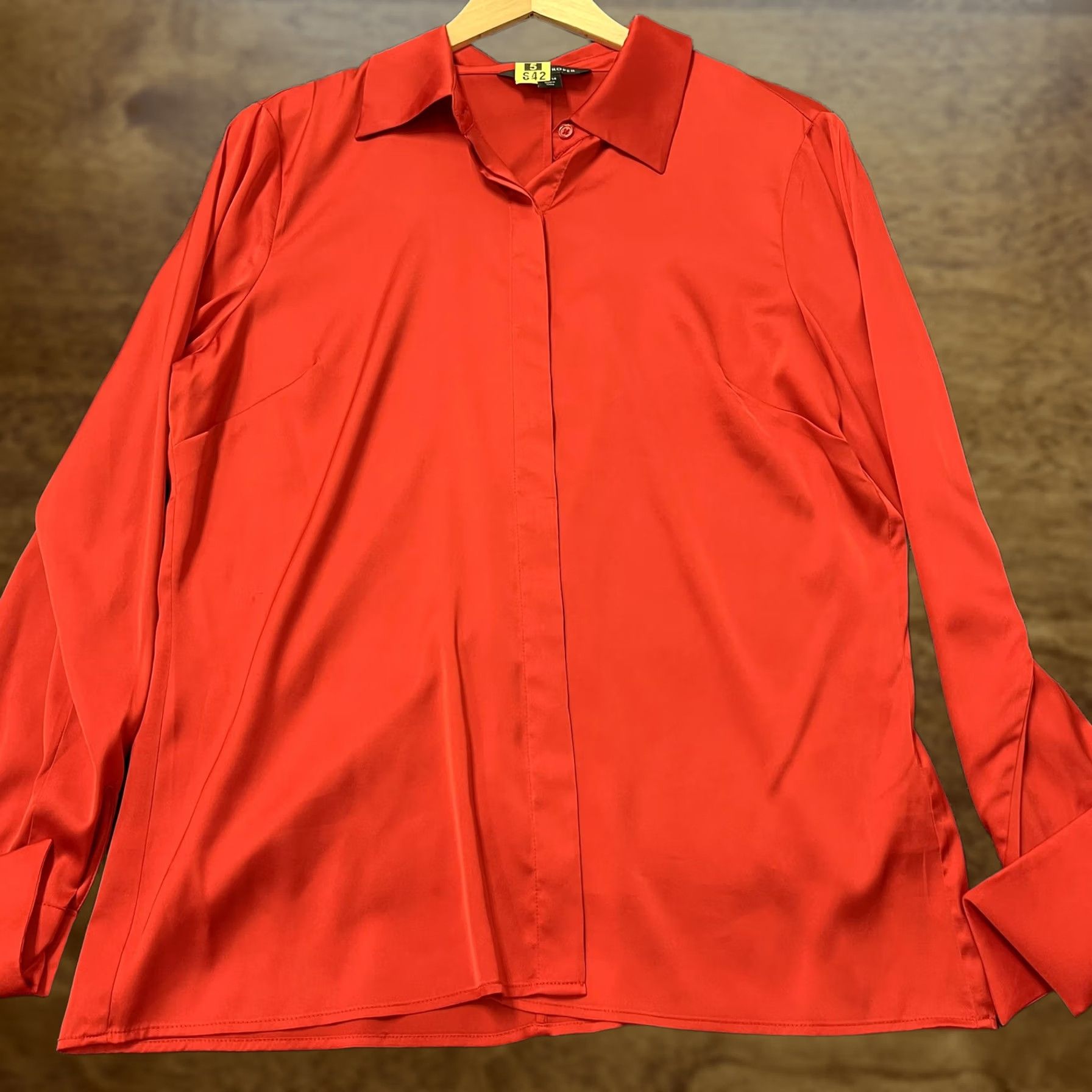 Roper Roper Womens 14 Red Long Sleeve Button Front Western Dressy Shirt Top Size XL / US 12-14 / IT 48-50 - 1 Thumbnail