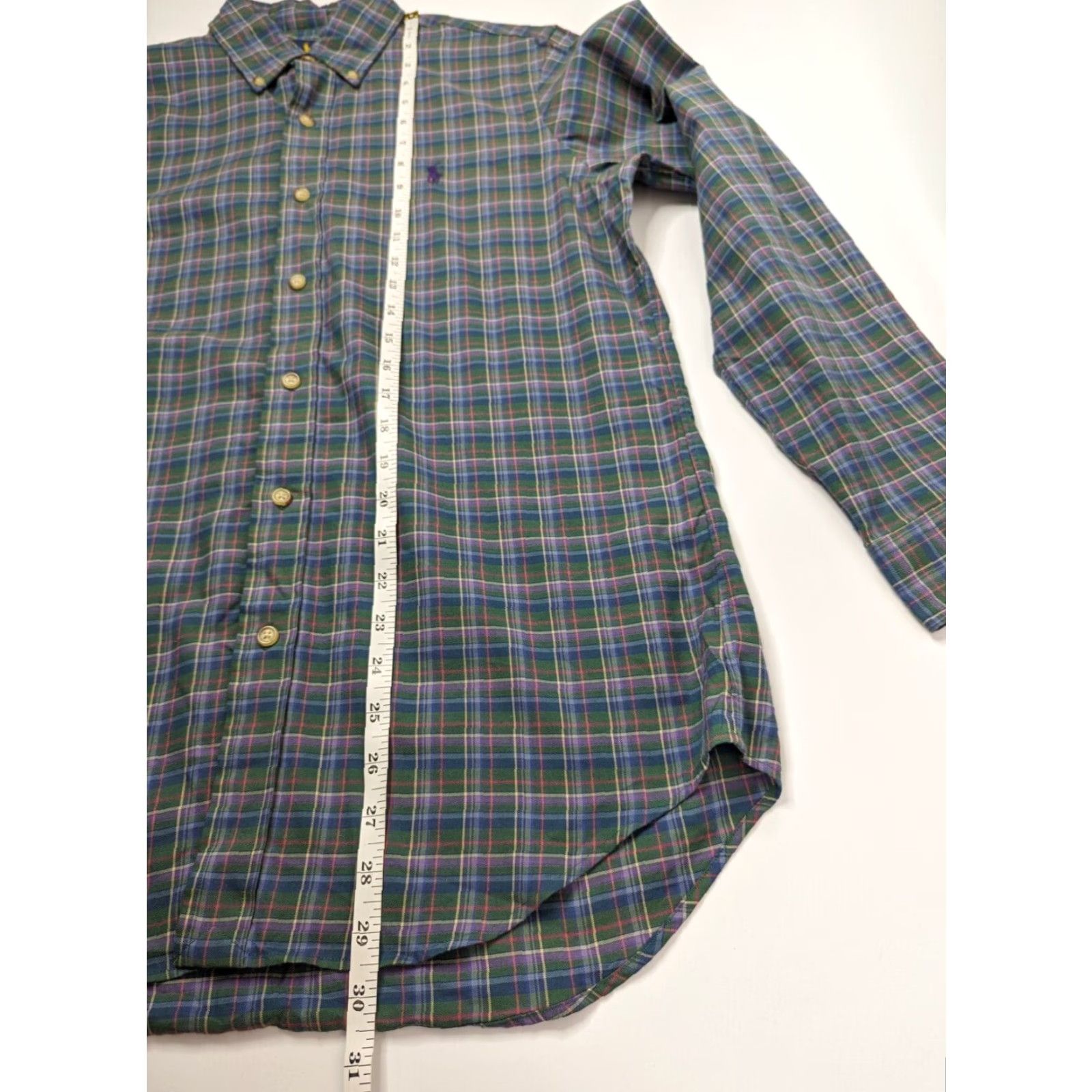 Ralph Lauren Ralph Lauren Button-Down Shirt Plaid Long Sleeve Navy Blue / Green Men's Small Shirt Size US S / EU 44-46 / 1 - 5 Thumbnail