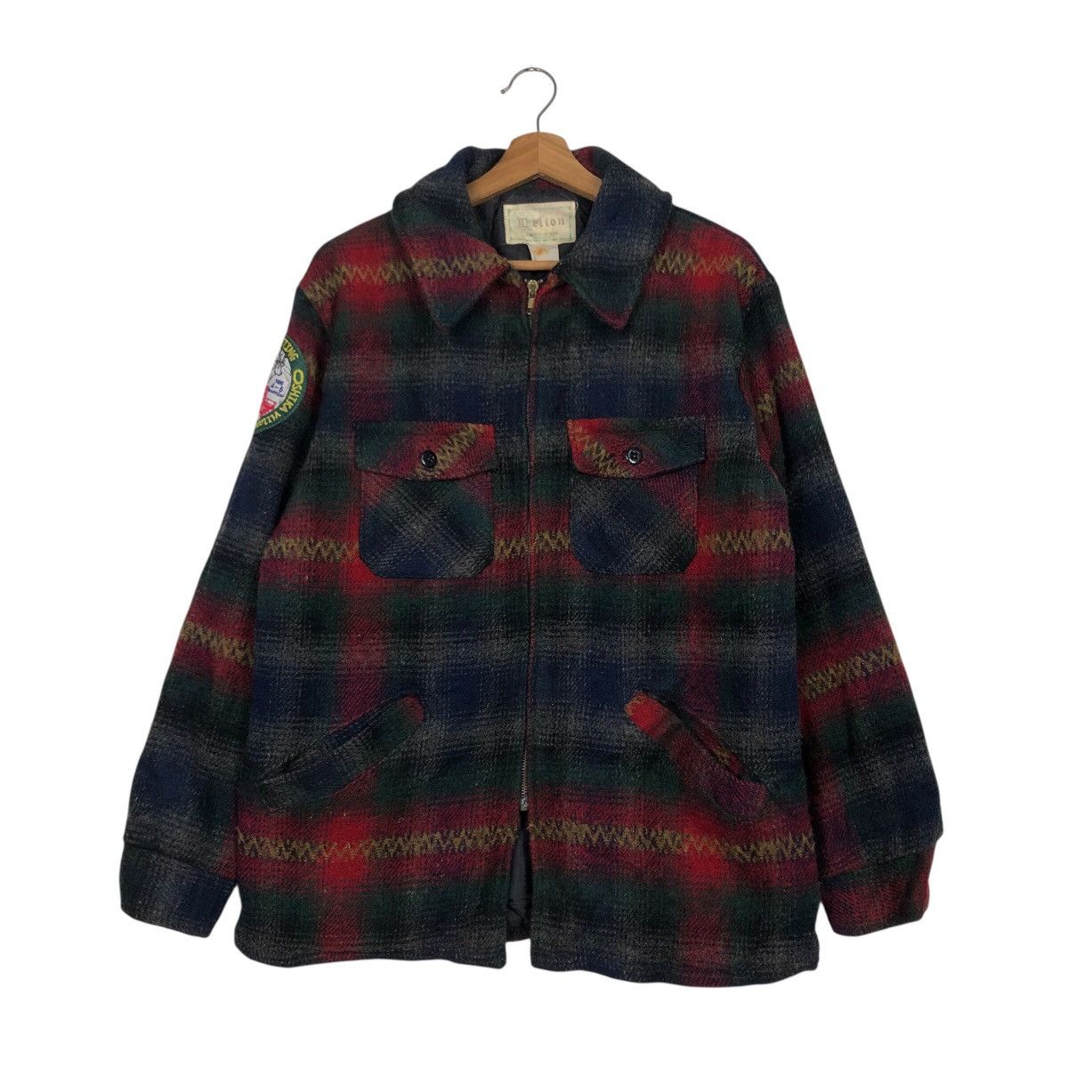 Vintage 📌Vintage Wool Work Jacket Melton Tartan Design Blanket Size US L / EU 52-54 / 3 - 2 Thumbnail
