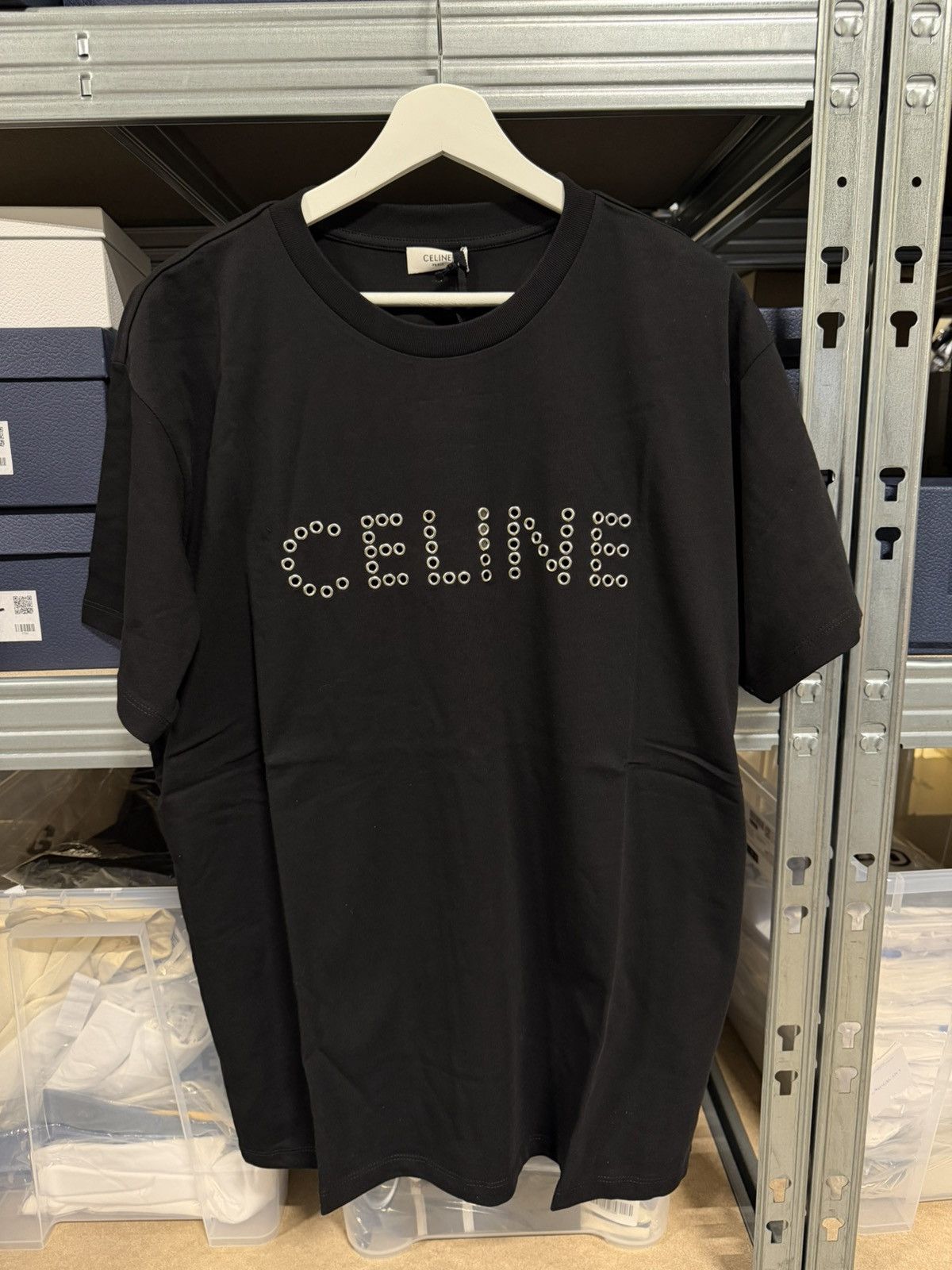Celine Celine Paris Studded Logo T-Shirt NEW 900$ Size US M / EU 48-50 / 2 - 1 Thumbnail