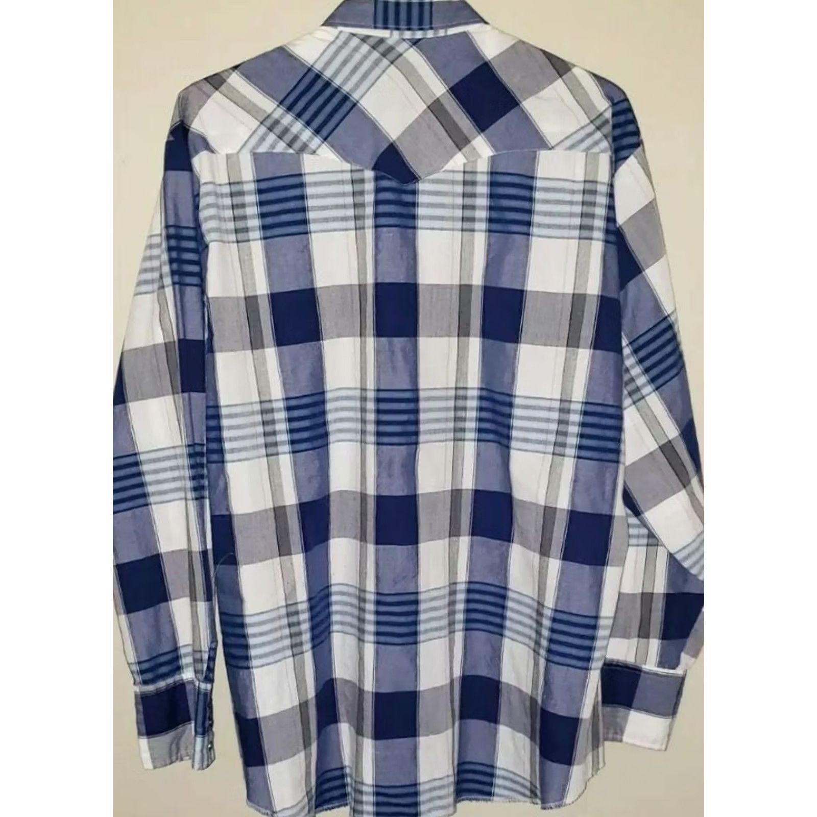 Lee Lee Pearl Snap Button Long Sleeve Shirt Men's XL Blue White Plaid Denim Size US XL / EU 56 / 4 - 2 Thumbnail