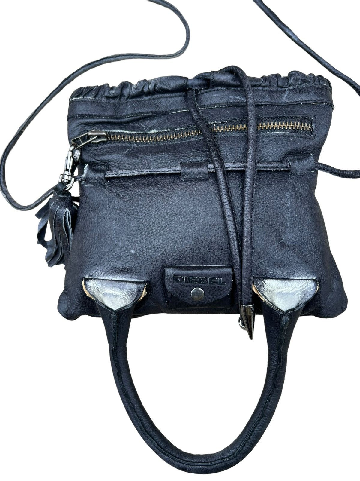 Diesel × Leather RARE Design Diesel Black Leather Mini Bag Size ONE SIZE - 8 Thumbnail