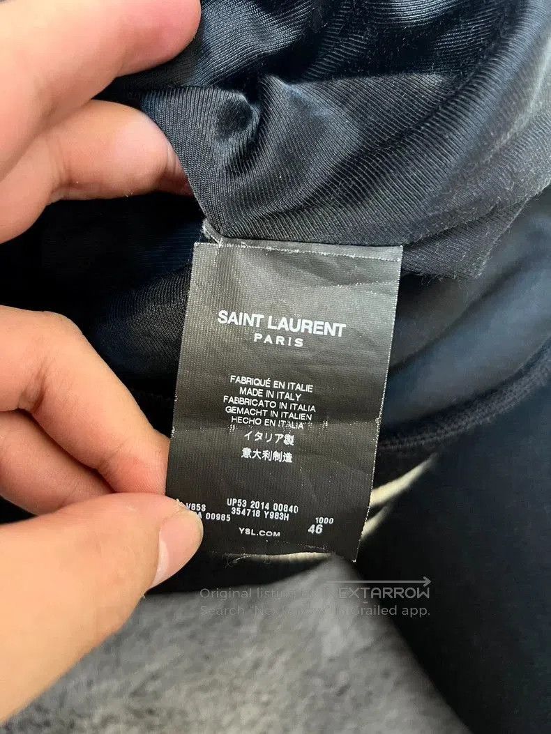 Hedi Slimane Saint Laurent Black and White Patchwork Leather Wool Baseba Size US M / EU 48-50 / 2 - 4 Thumbnail
