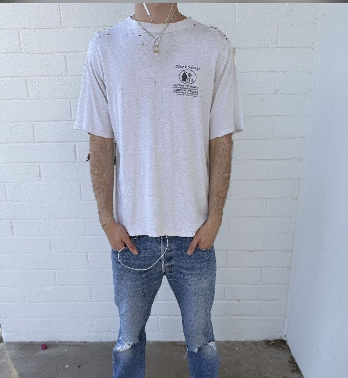 Vintage VINTAGE THRASHED TITOS SLUB TEE Size US L / EU 52-54 / 3 - 2 Thumbnail