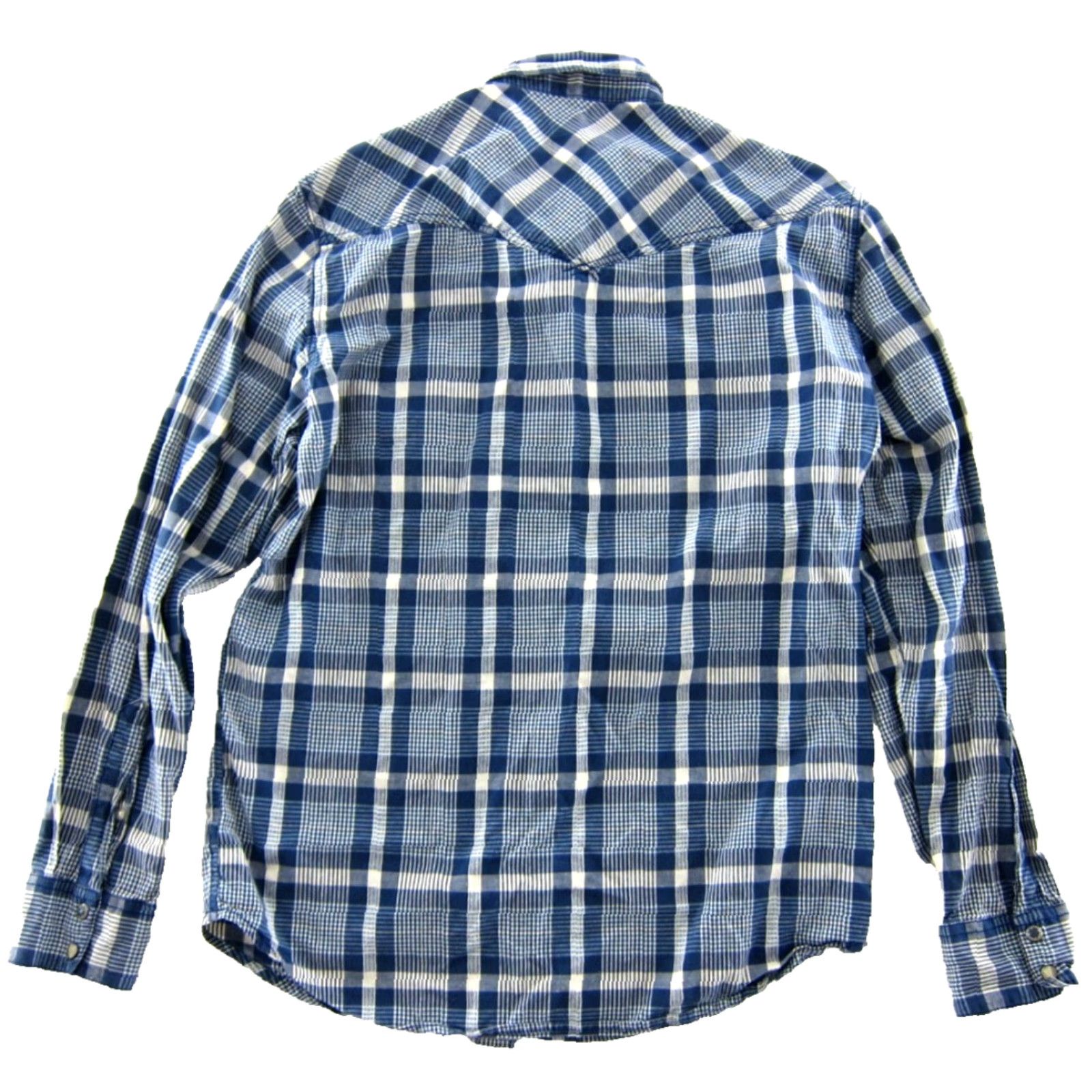Lucky Brand Lucky Brand Cotton Blue Plaid Western Long Sleeve Snap Button Up Collar Shirt M Mens Shirt Size US M / EU 48-50 / 2 - 2 Thumbnail