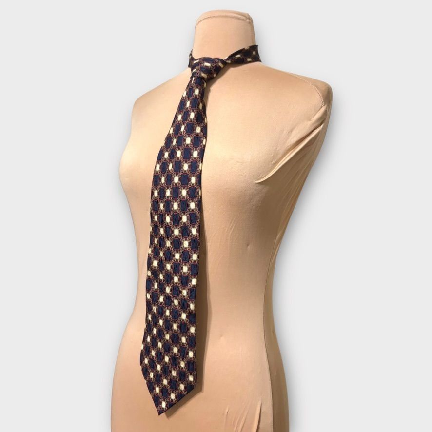 Valentino Vintage Valentino Tie Navy Blue Red Silk Classic Preppy Luxu Size ONE SIZE - 5 Thumbnail