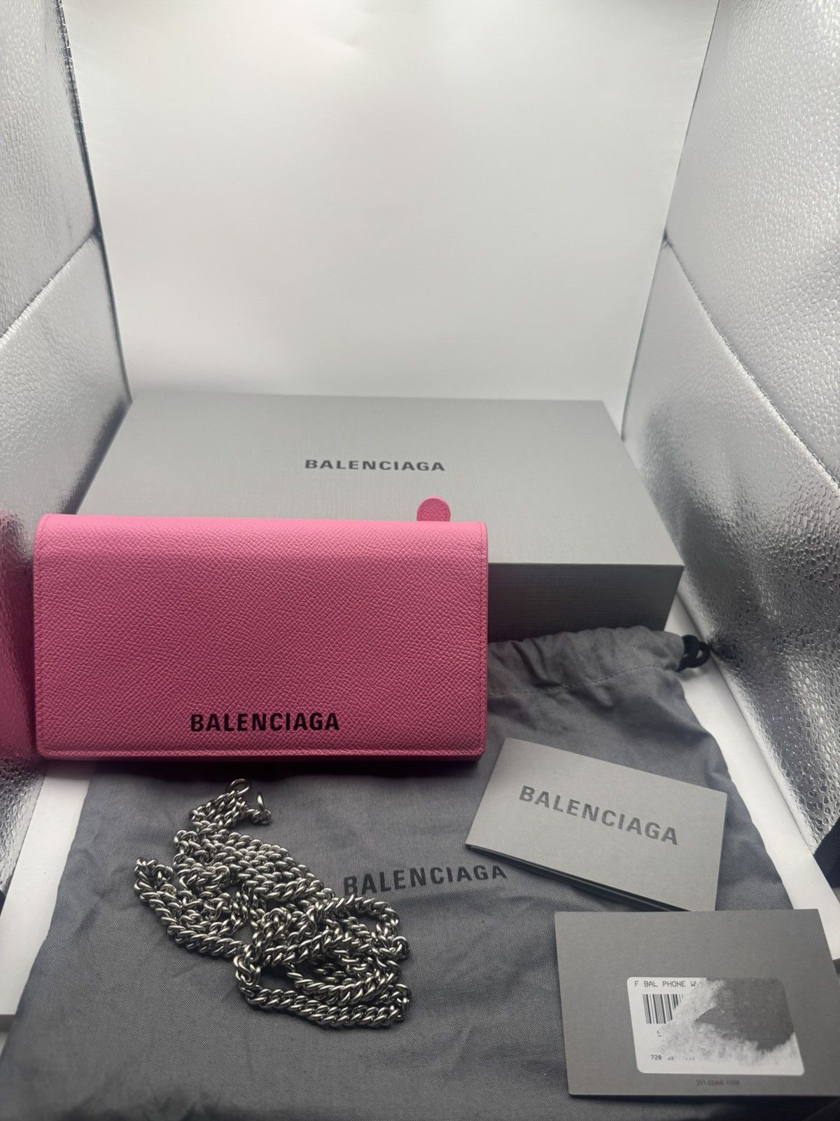 Balenciaga Balenciaga Bubble Gum Pink Ville Chain Phone Wallet Size ONE SIZE - 2 Thumbnail