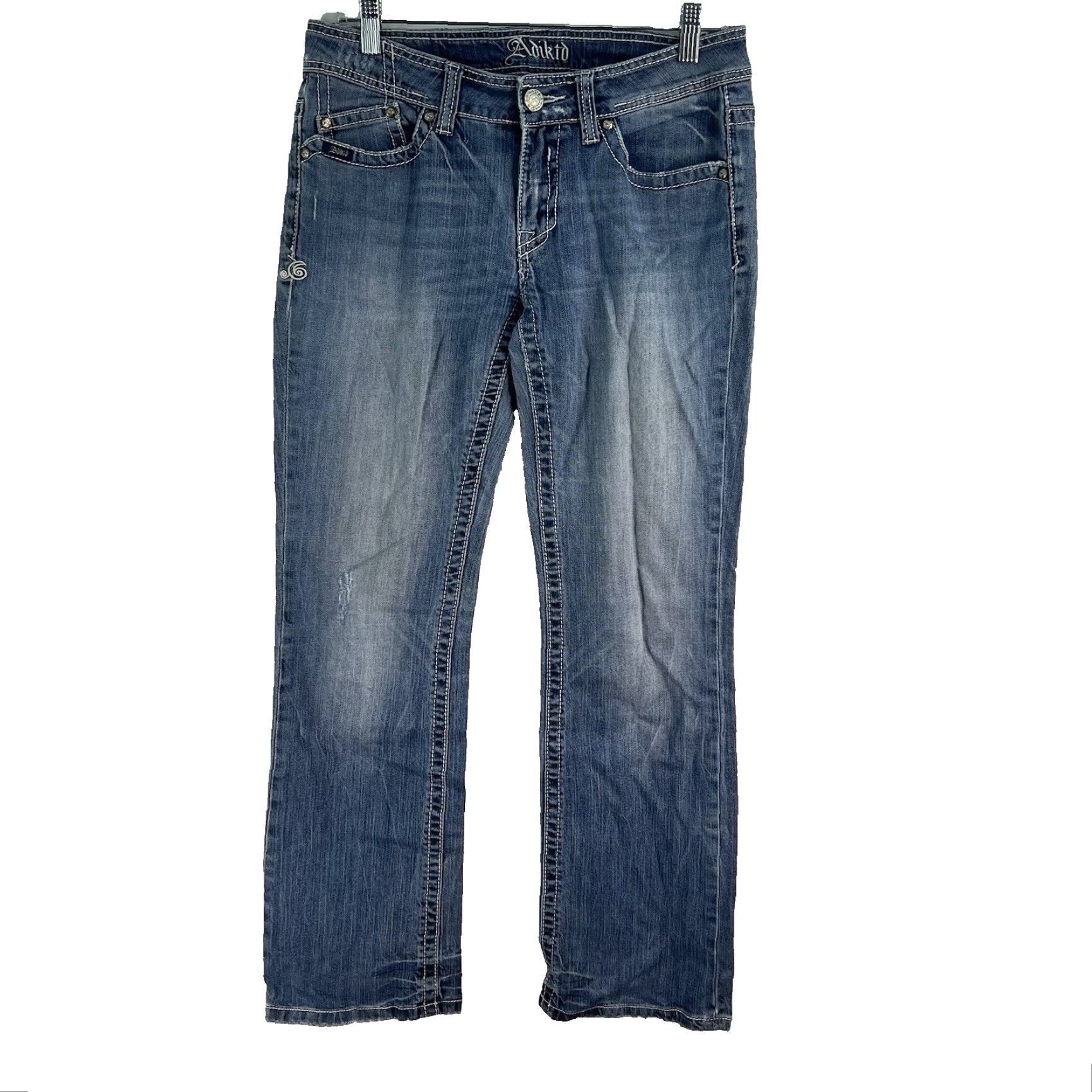 Denime Adiktd Straight Denim Jeans Women’s Size 6 Blue 32X32 Embellished Vintage: No Rise: Low Size 28" / US 6 / IT 42 - 2 Thumbnail